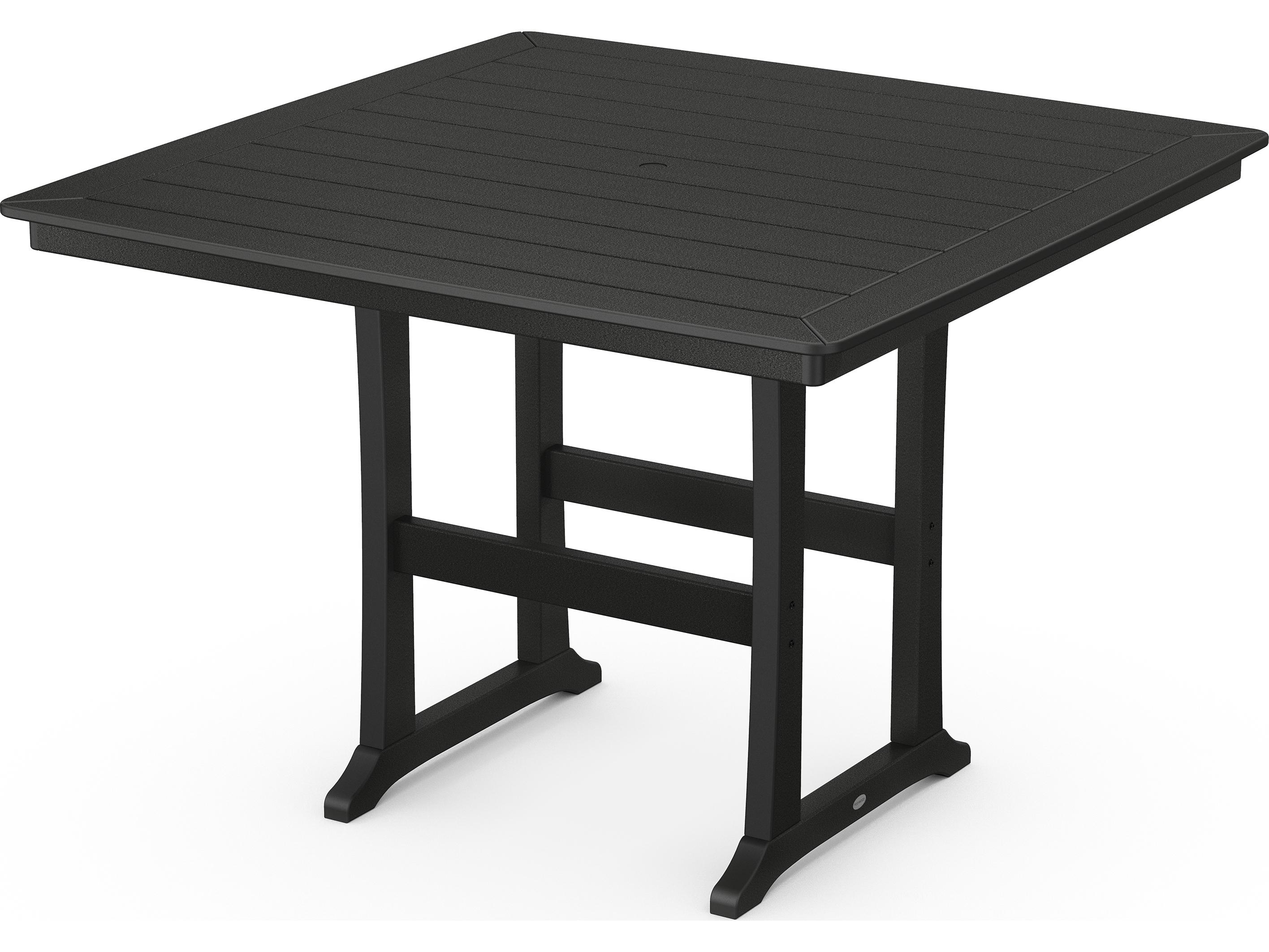 POLYWOOD® Nautical Recycled Plastic Trestle Square Outdoor Bar Table