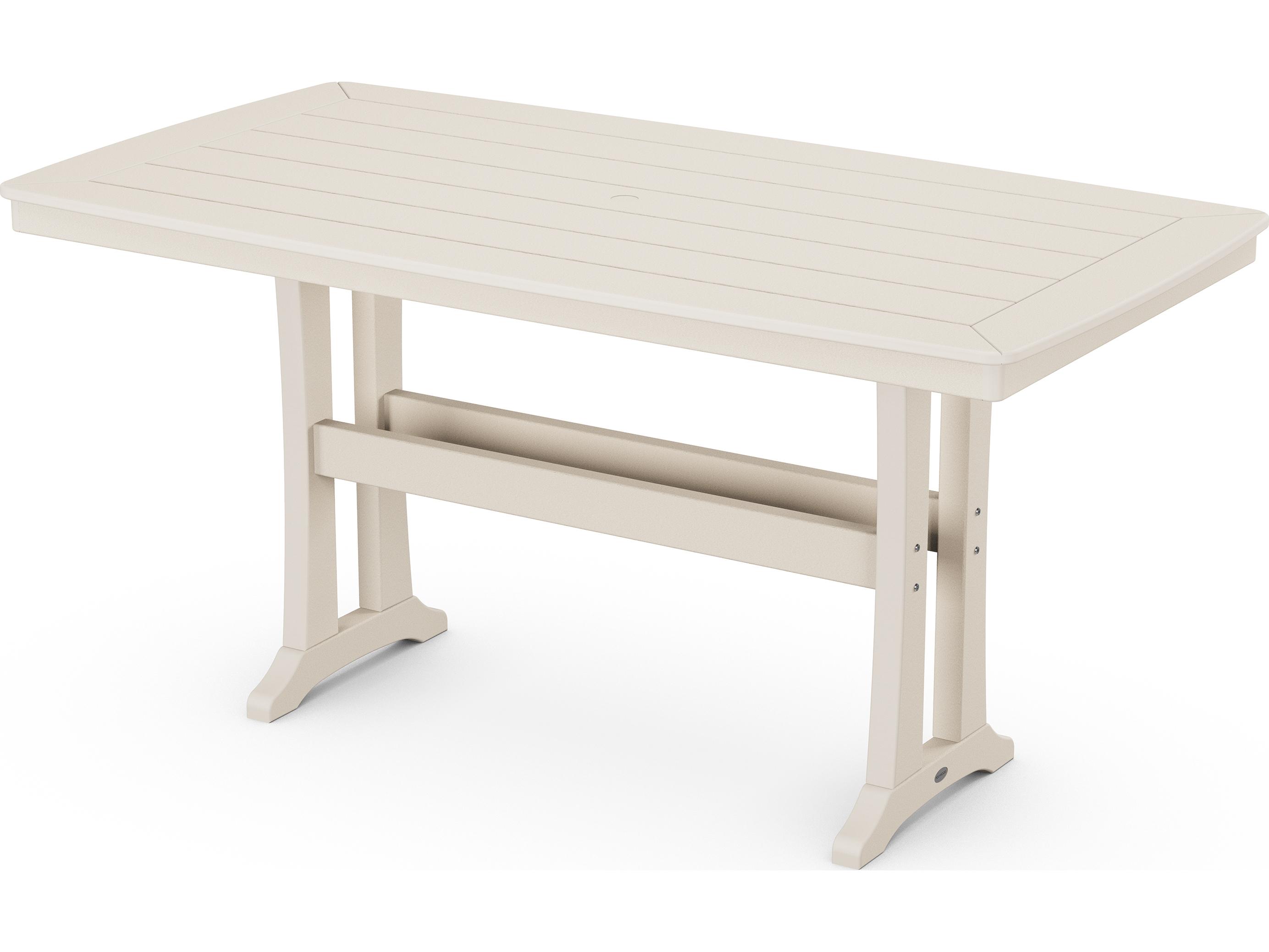 POLYWOOD® Nautical Recycled Plastic Trestle Rectangular Outdoor Counter Table