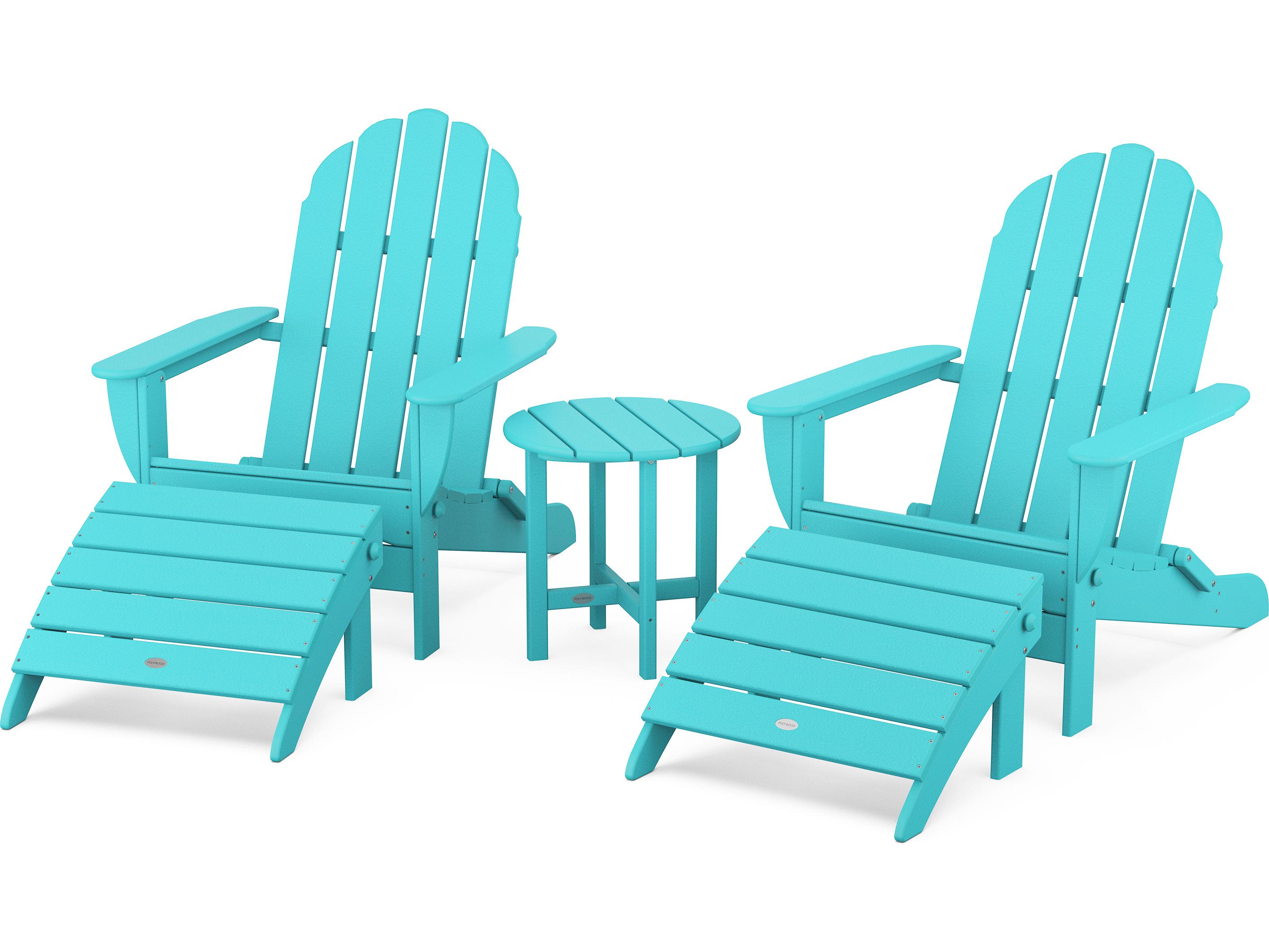 POLYWOOD® Classic Adirondack Recycled Plastic 5-Piece Patio Lounge Set