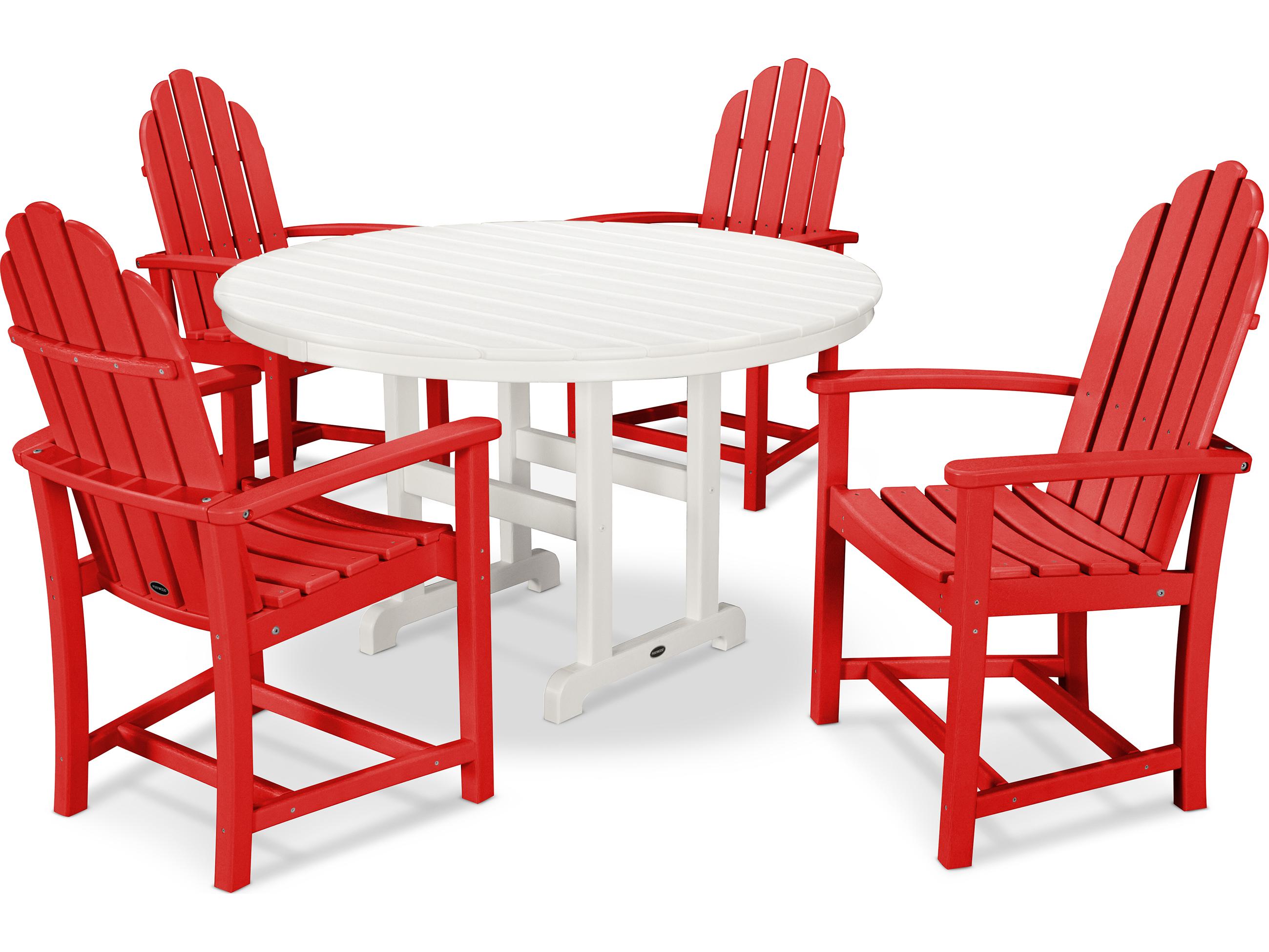 POLYWOOD® Classic Adirondack Recycled Plastic Dining 5-Piece Patio Dining Set