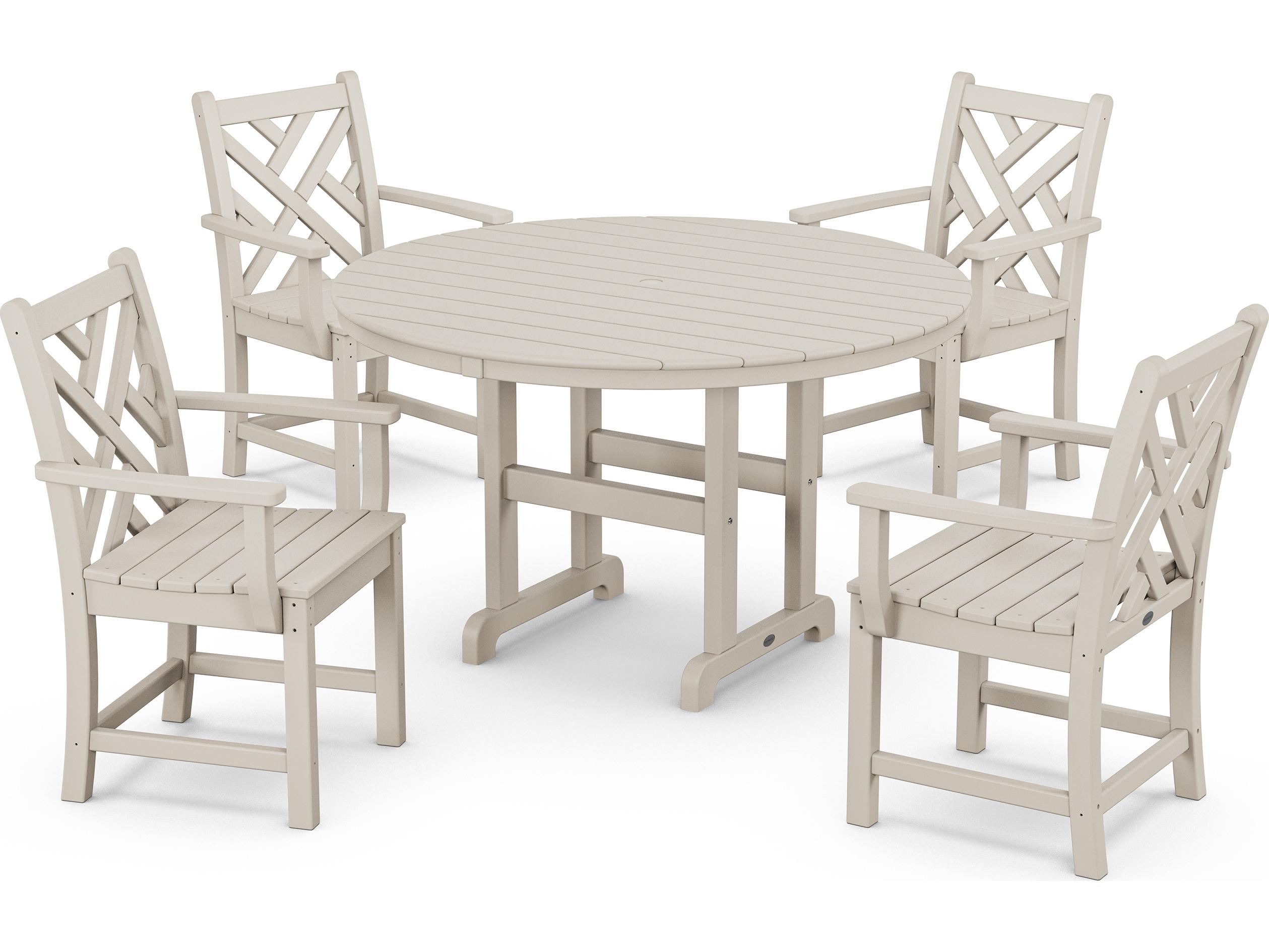 POLYWOOD® Chippendale Recycled Plastic 5-Piece Outdoor Patio Dining Set