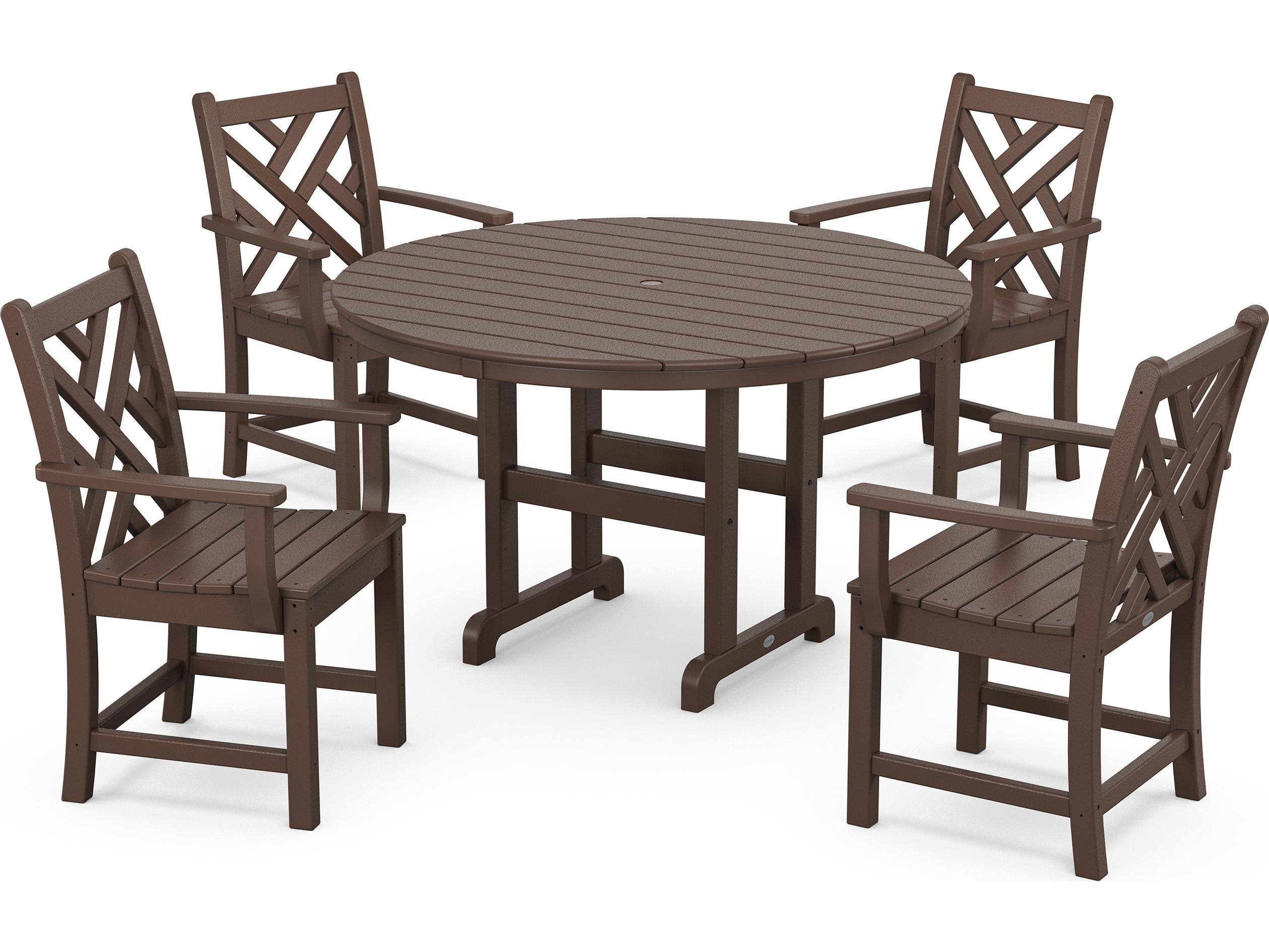 POLYWOOD® Chippendale Recycled Plastic 5-Piece Outdoor Patio Dining Set