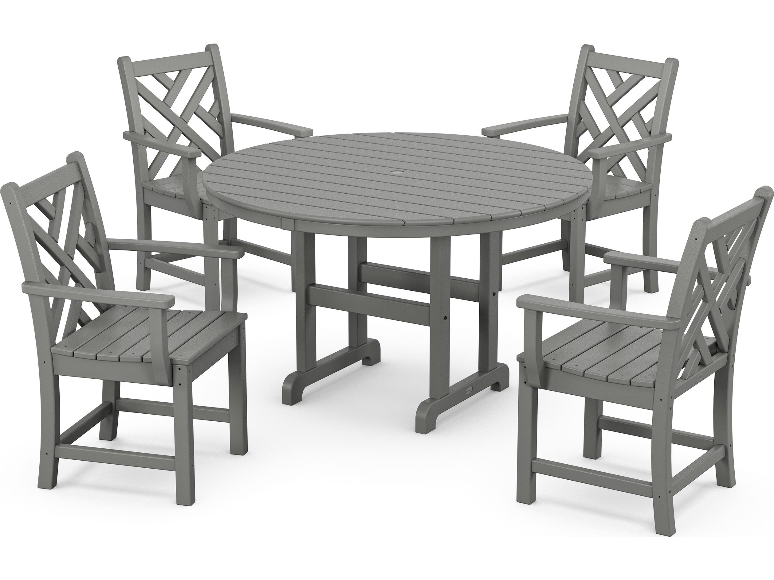 POLYWOOD® Chippendale Recycled Plastic 5-Piece Outdoor Patio Dining Set