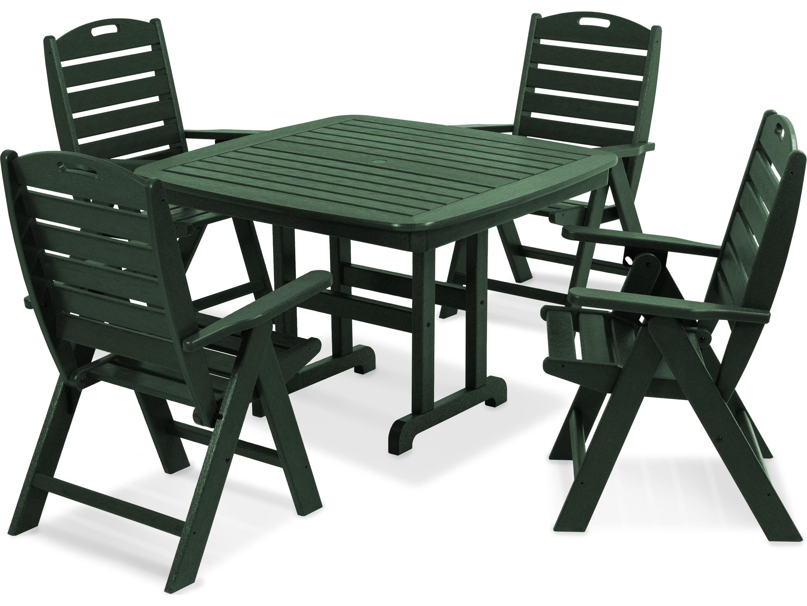 POLYWOOD® Nautical Recycled Plastic 5 Piece Patio Dining Set