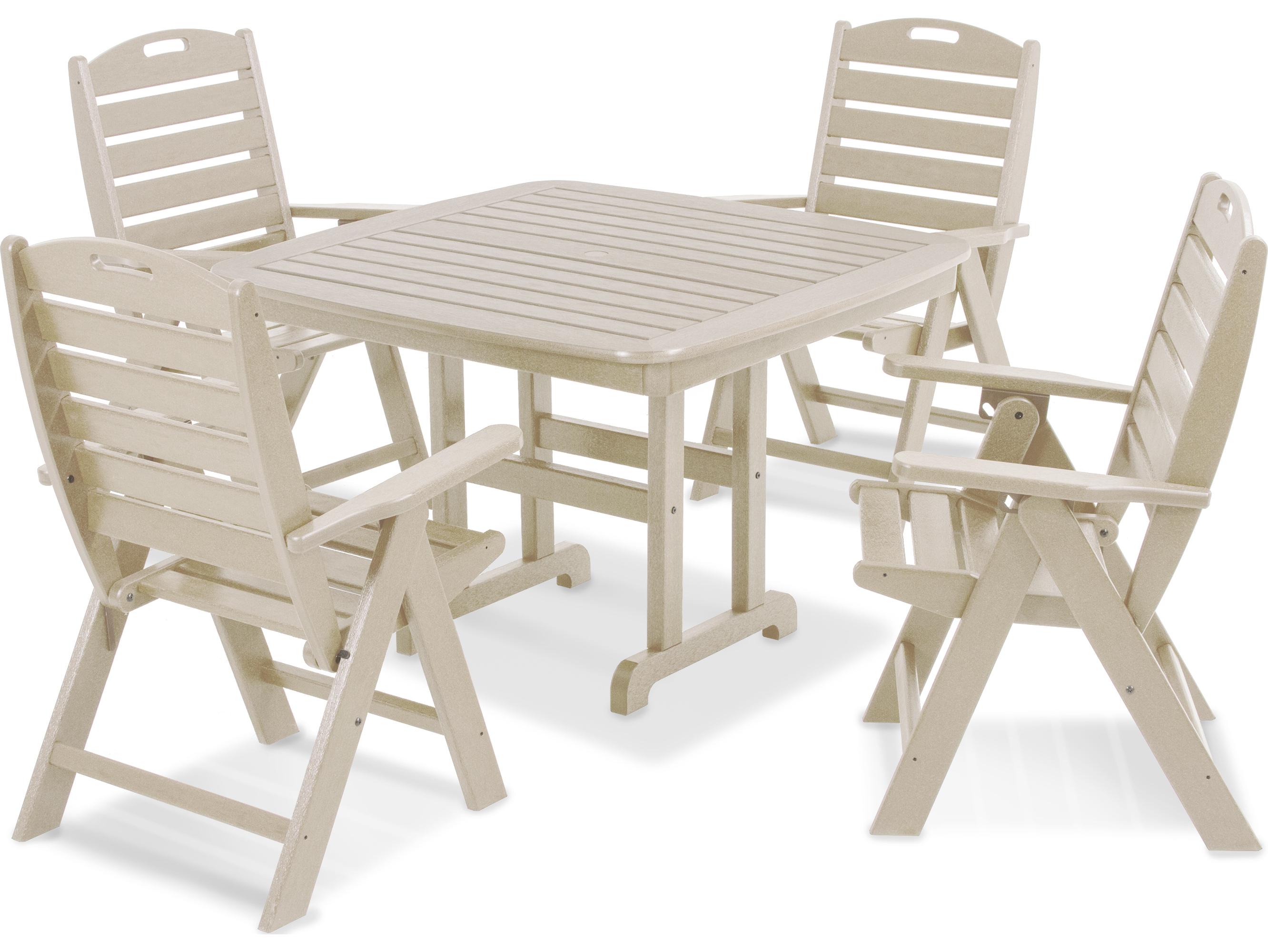 POLYWOOD® Nautical Recycled Plastic 5 Piece Patio Dining Set