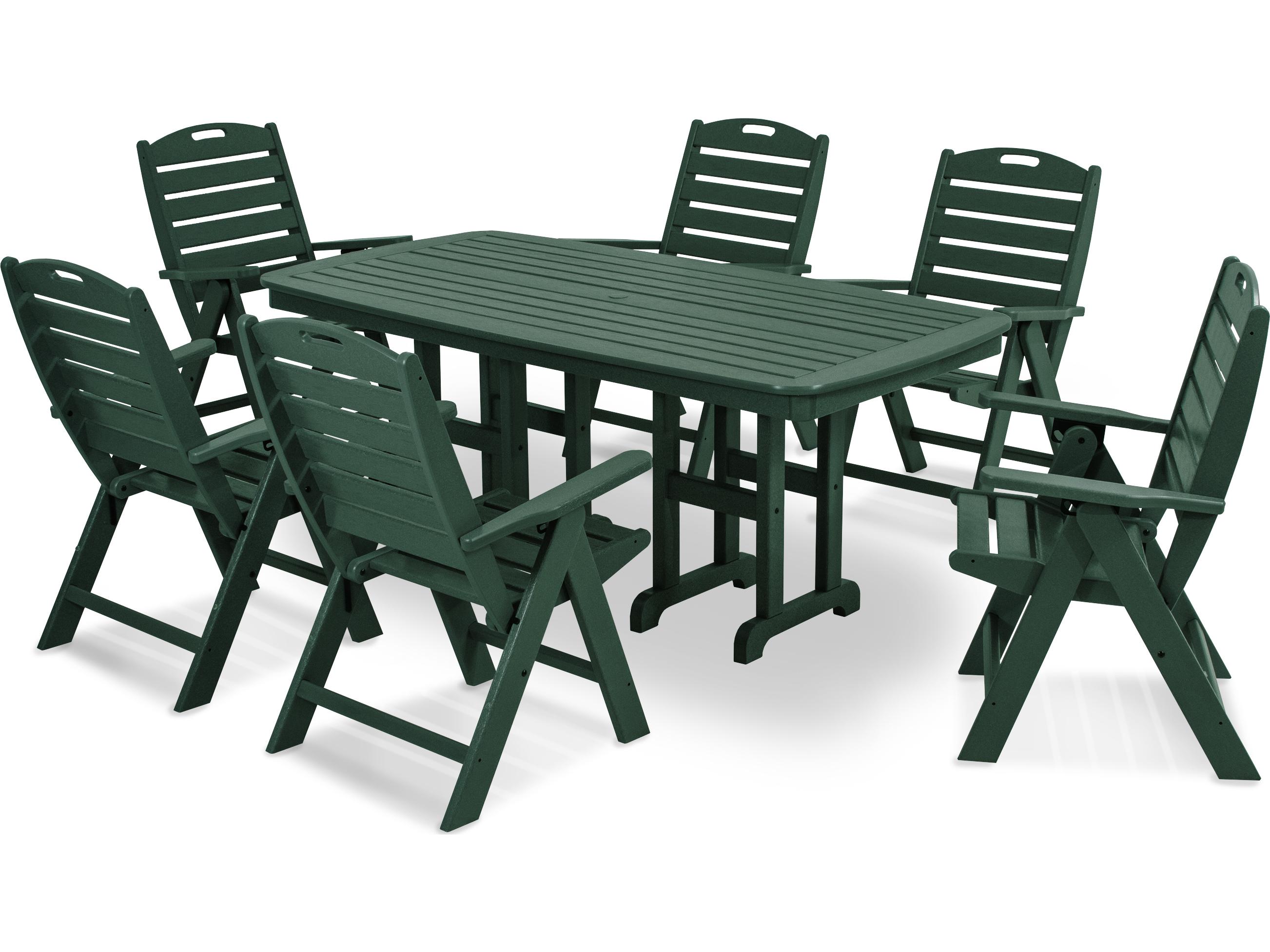 POLYWOOD® Nautical Recycled Plastic 7 Piece Outdoor Dining Set