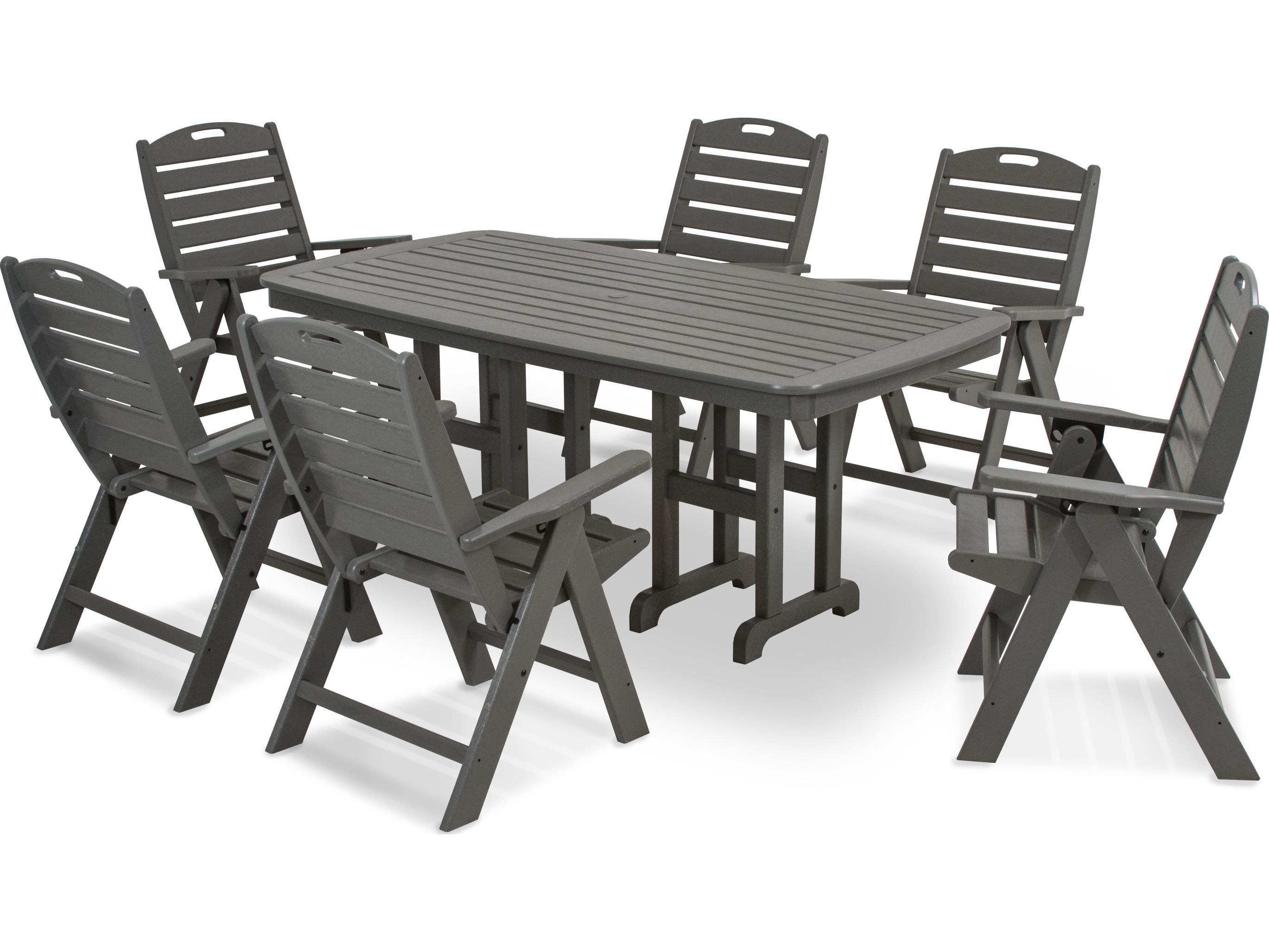 POLYWOOD® Nautical Recycled Plastic 7 Piece Outdoor Dining Set