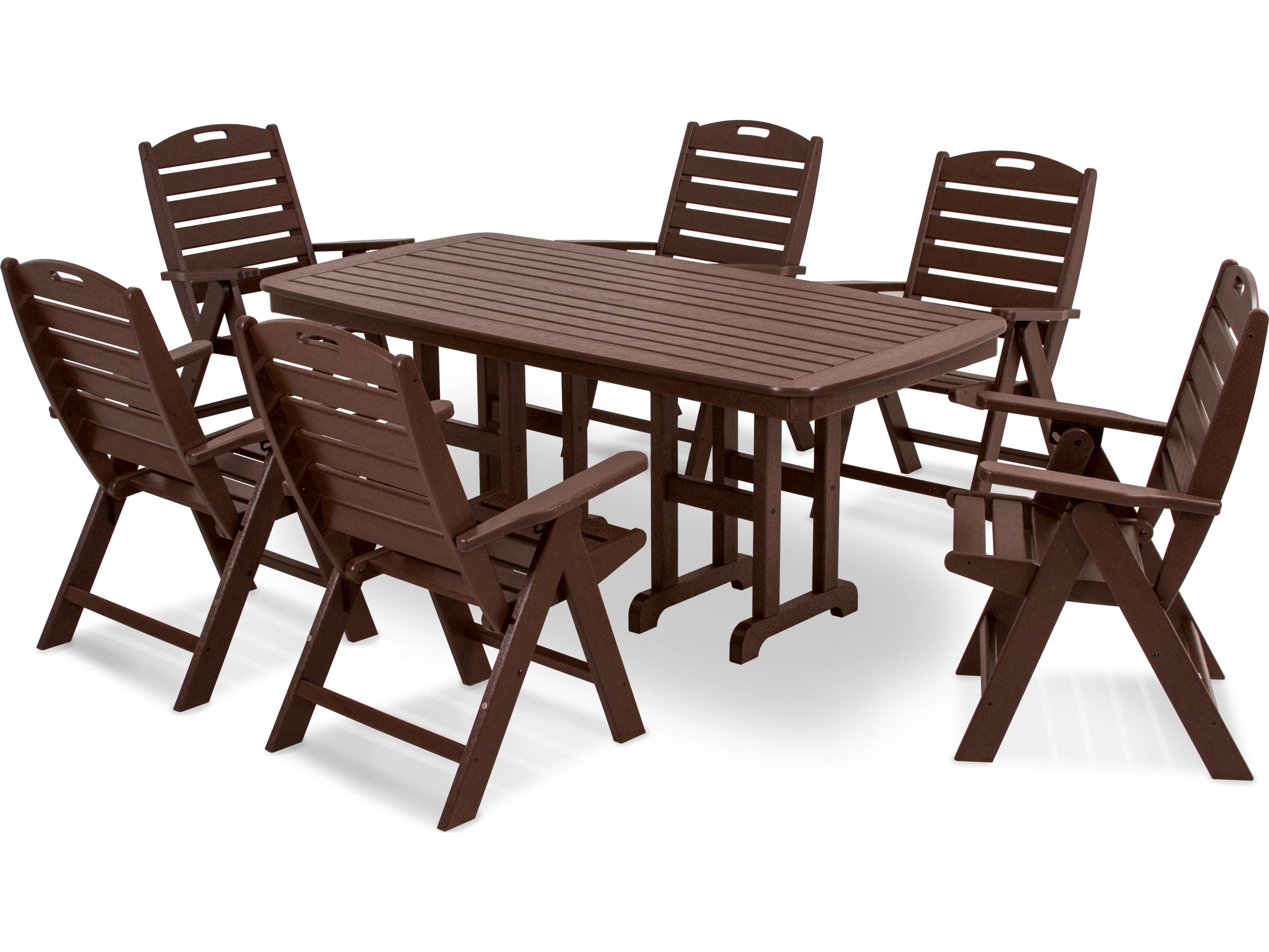 POLYWOOD® Nautical Recycled Plastic 7 Piece Outdoor Dining Set