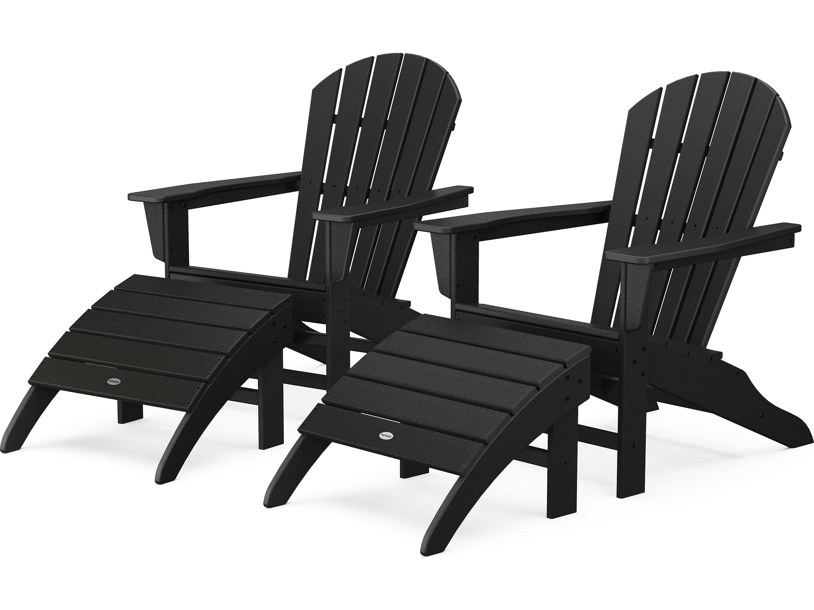 POLYWOOD® South Beach Recycled Plastic 4-Piece Adirondack Outdoor Patio Lounge Set