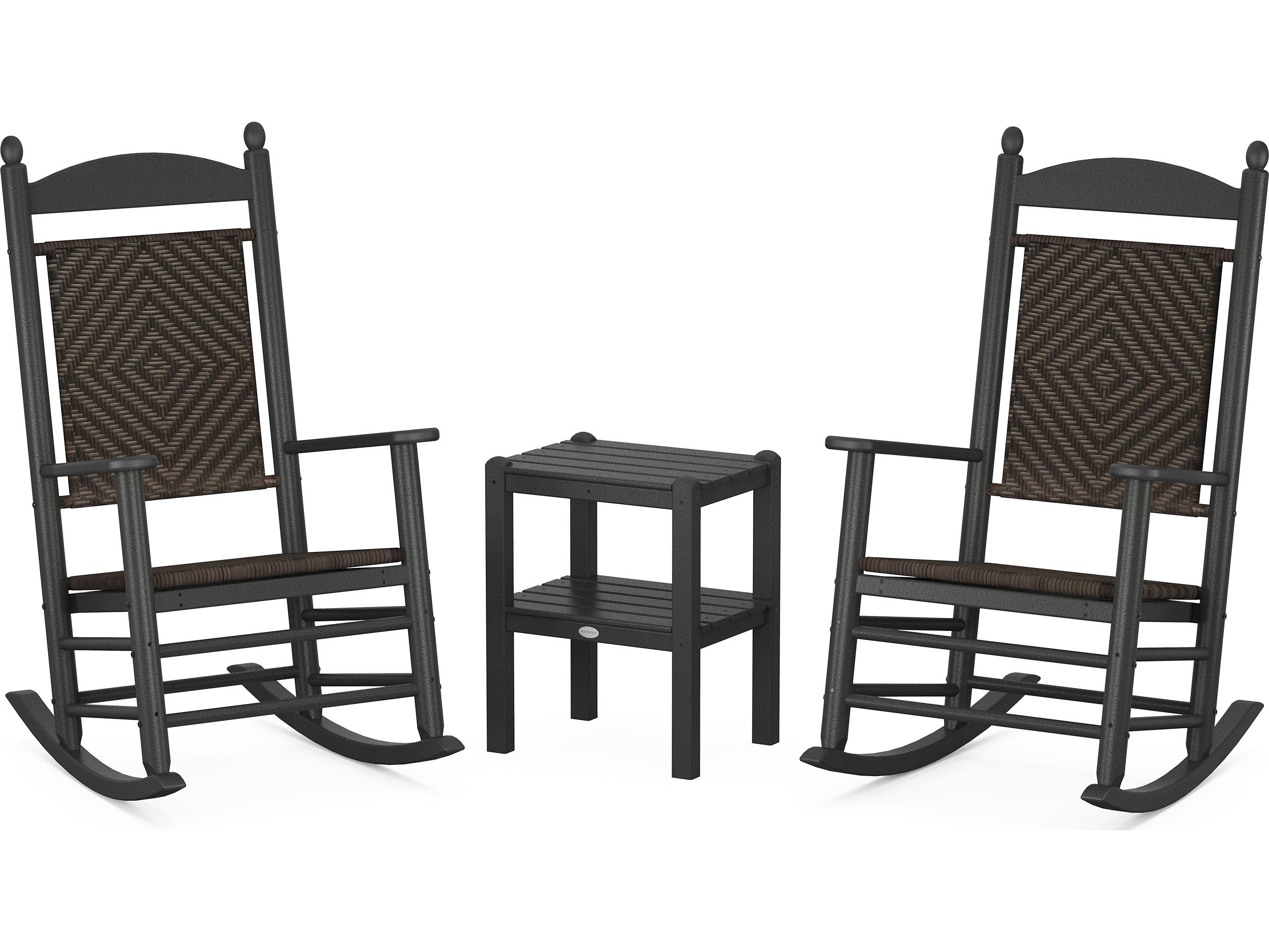 POLYWOOD® Jefferson Recycled Plastic 3-Piece Woven Rocker Patio Lounge Set