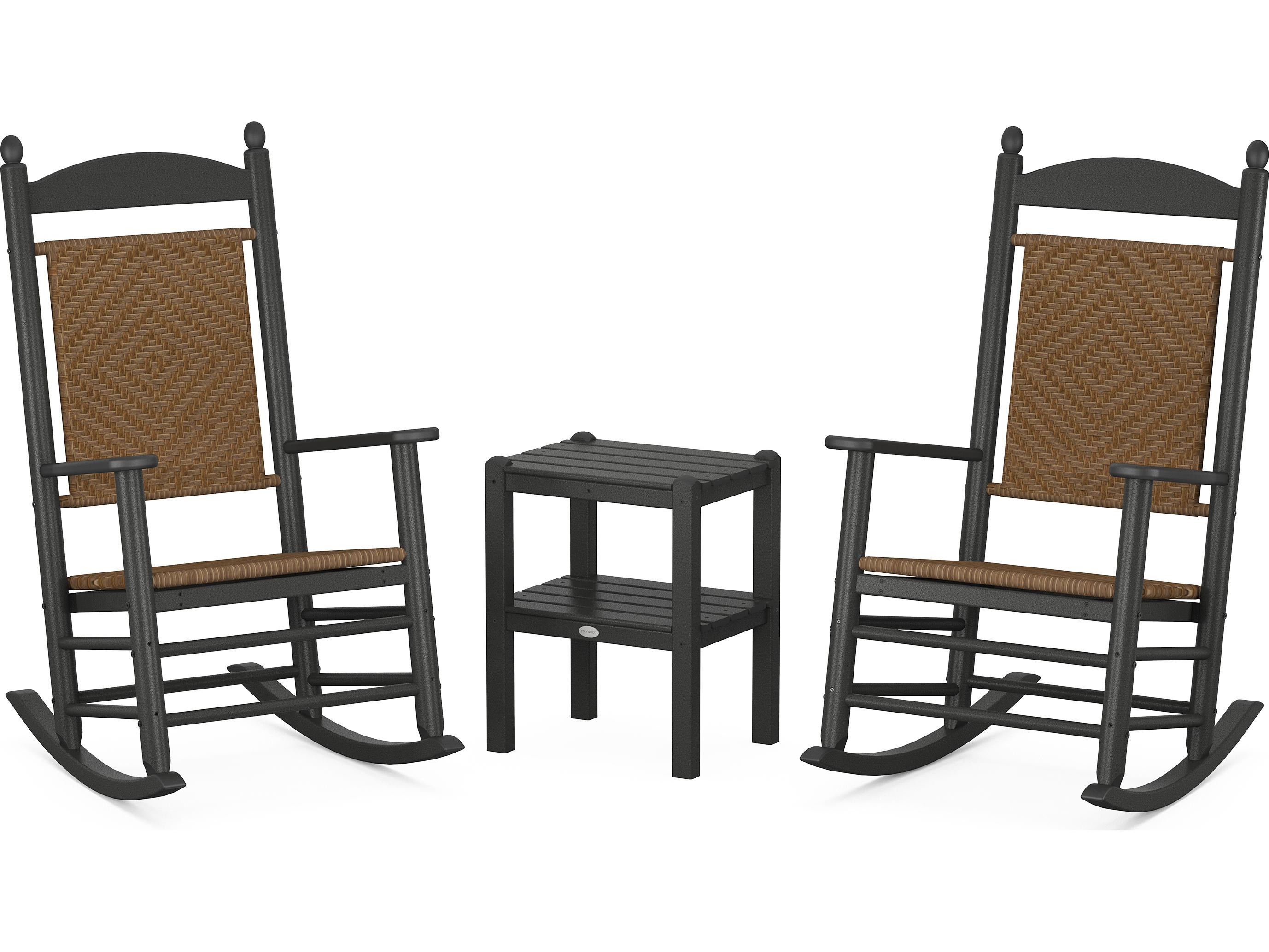 POLYWOOD® Jefferson Recycled Plastic 3-Piece Woven Rocker Patio Lounge Set