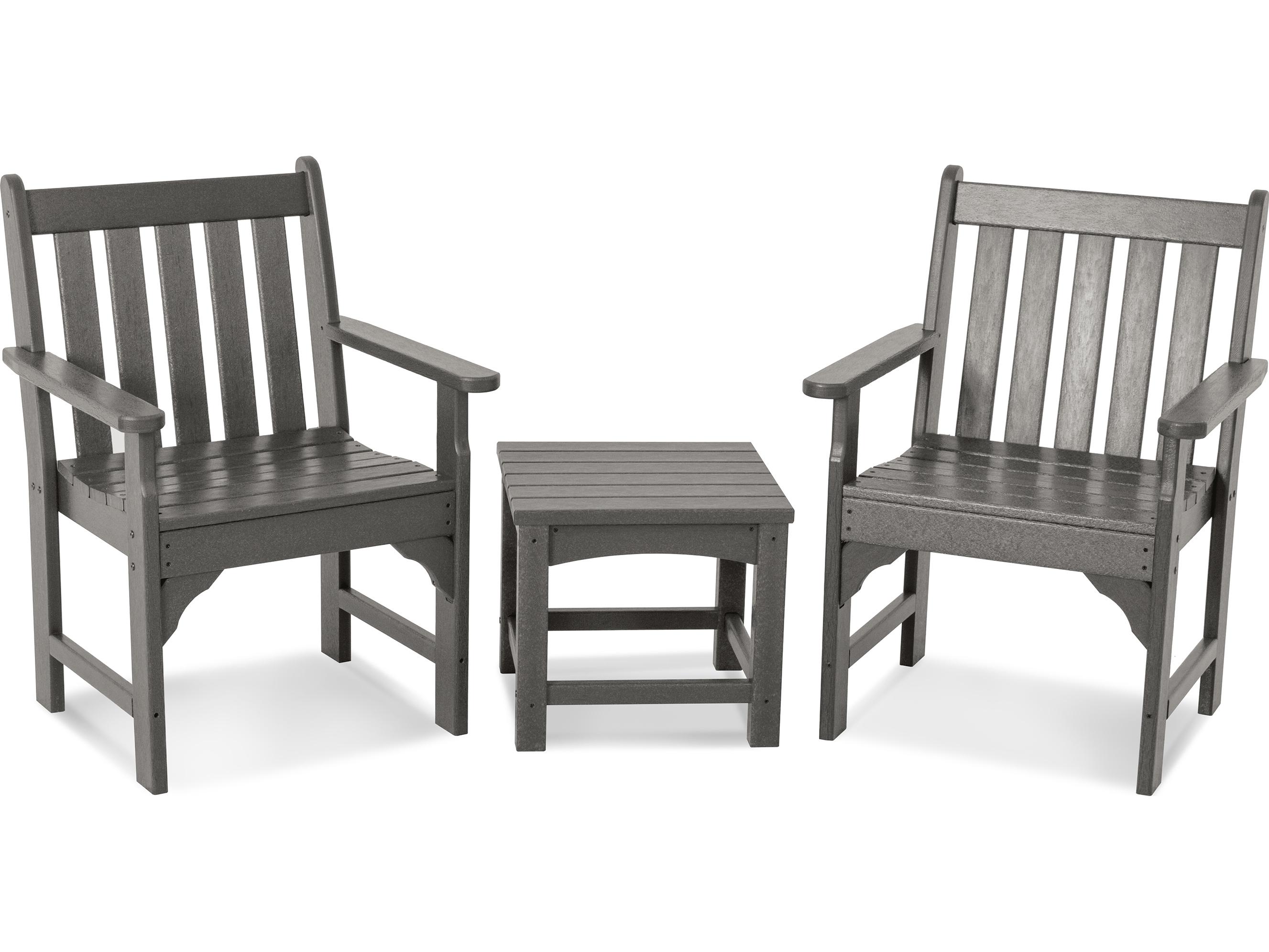 POLYWOOD® Vineyard Recycled Plastic 3-Piece Garden Outdoor Lounge Set