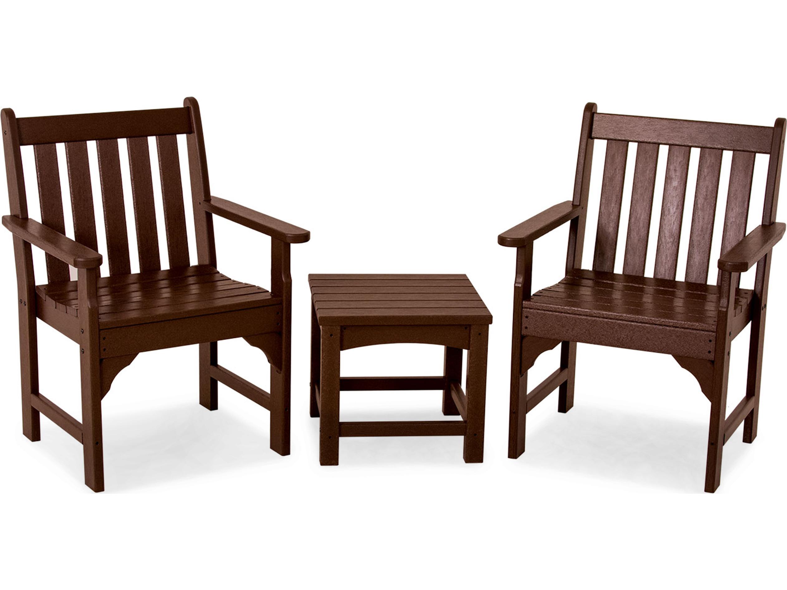 POLYWOOD® Vineyard Recycled Plastic 3-Piece Garden Outdoor Lounge Set