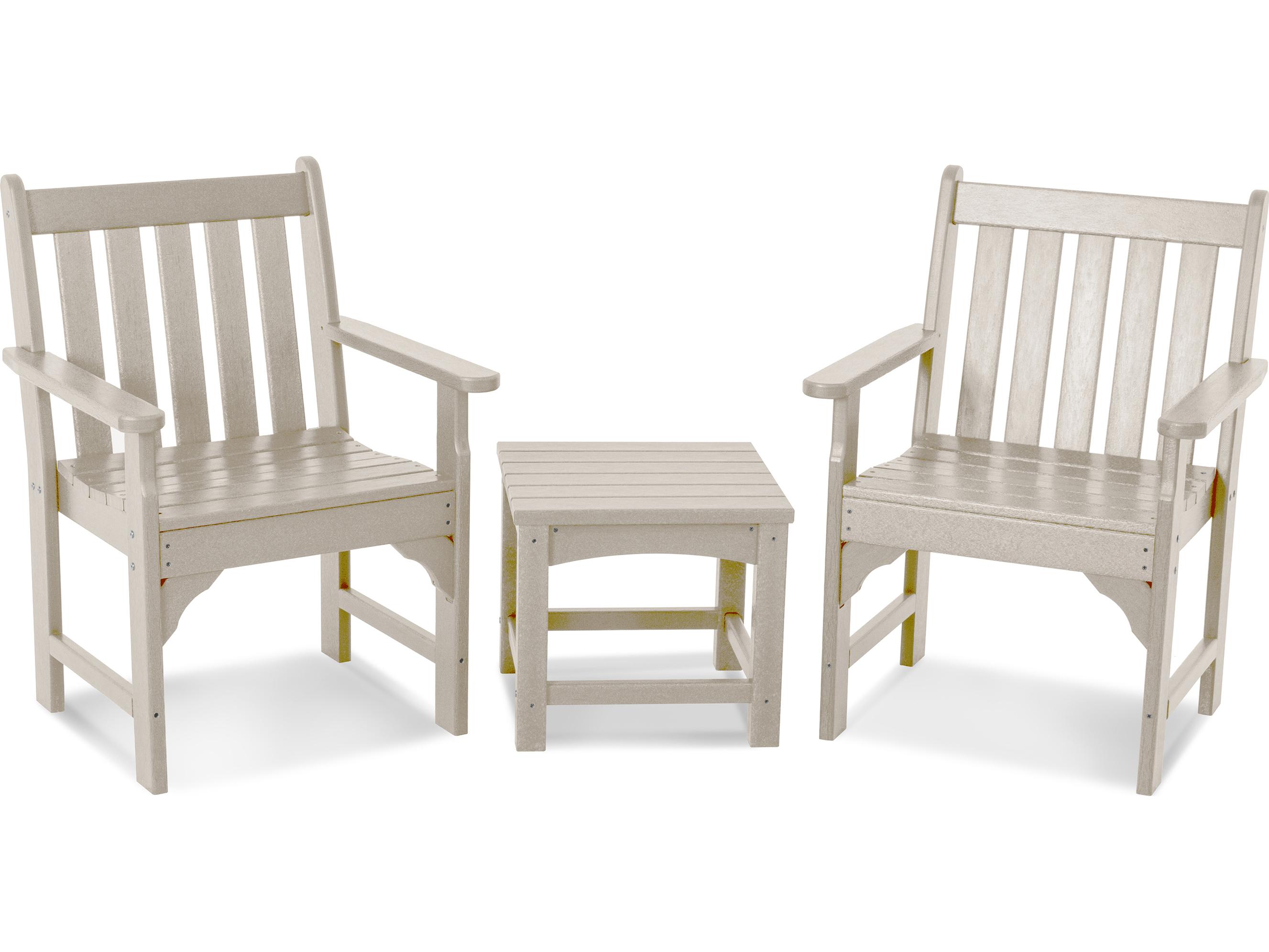 POLYWOOD® Vineyard Recycled Plastic 3-Piece Garden Outdoor Lounge Set
