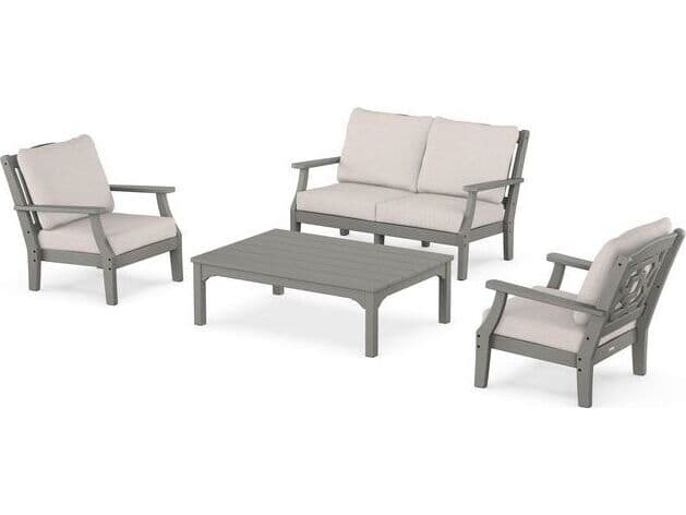 POLYWOOD® Martha Stewart Chinoiserie 4-Piece Deep Seating Set with Loveseat