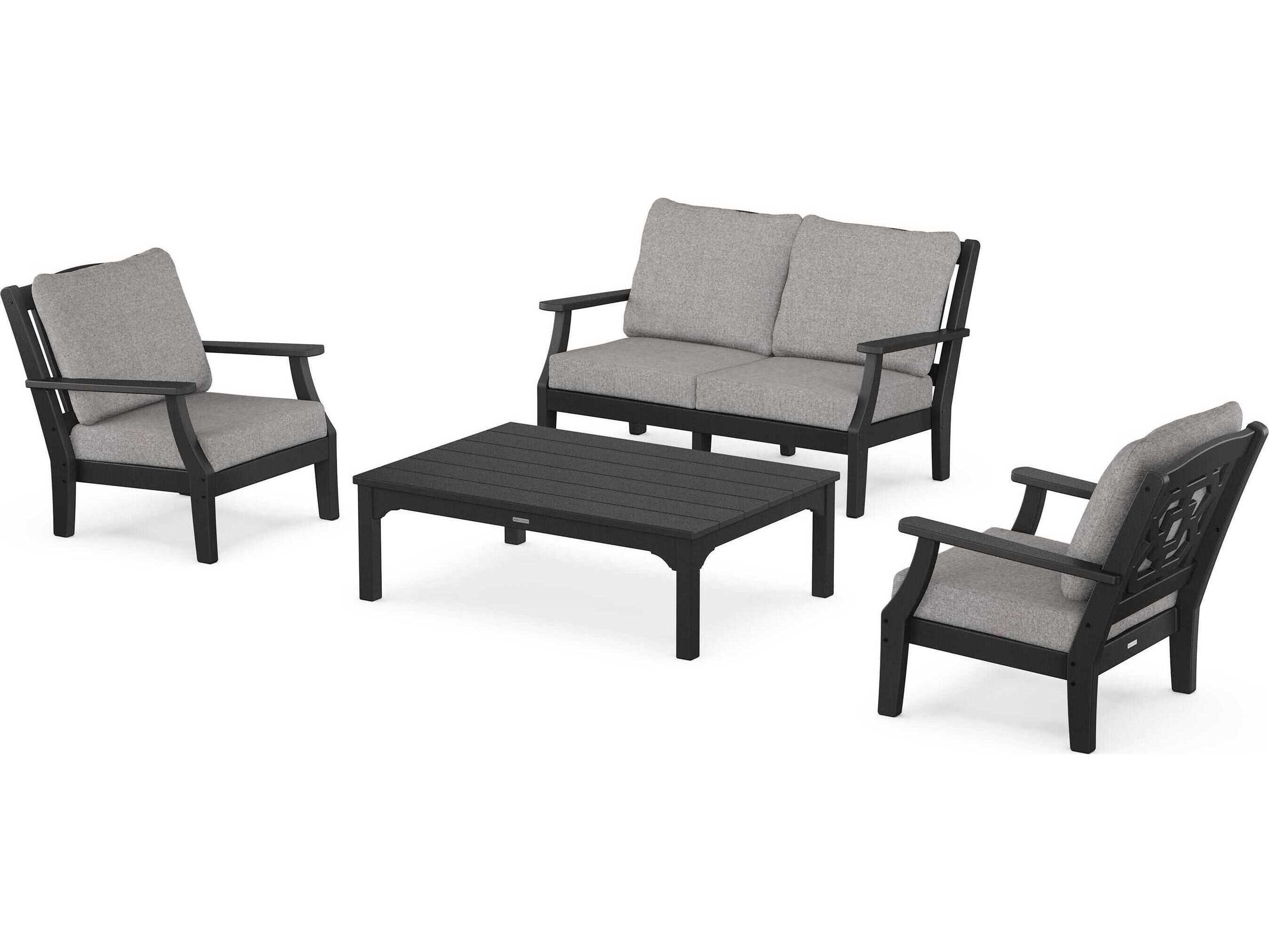 POLYWOOD® Martha Stewart Chinoiserie 4-Piece Deep Seating Set with Loveseat