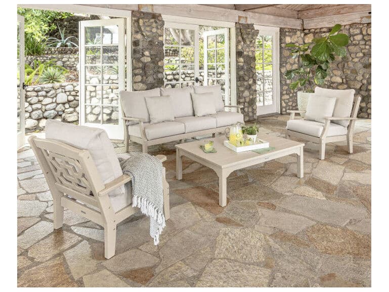 POLYWOOD® Martha Stewart Chinoiserie 4-Piece Deep Seating Set with Sofa