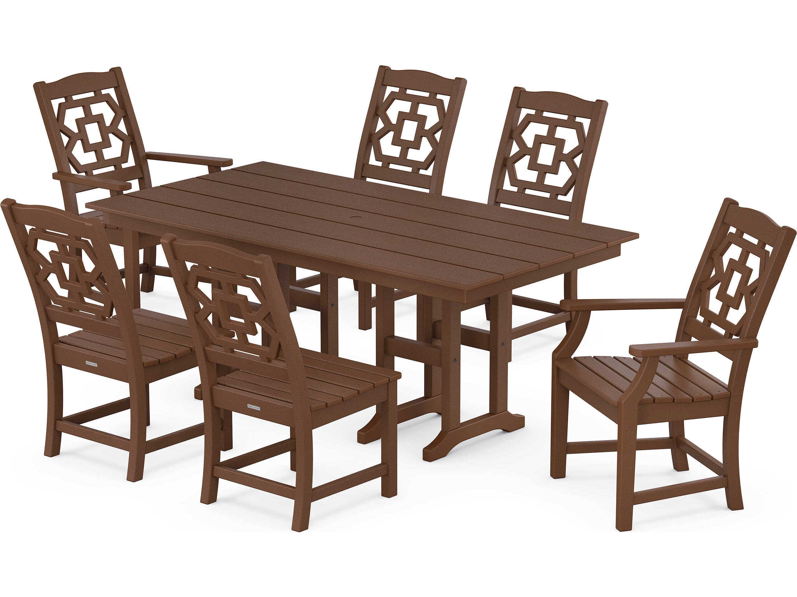 POLYWOOD® Martha Stewart Chinoiserie 7-Piece Farmhouse Outdoor Patio Dining Set