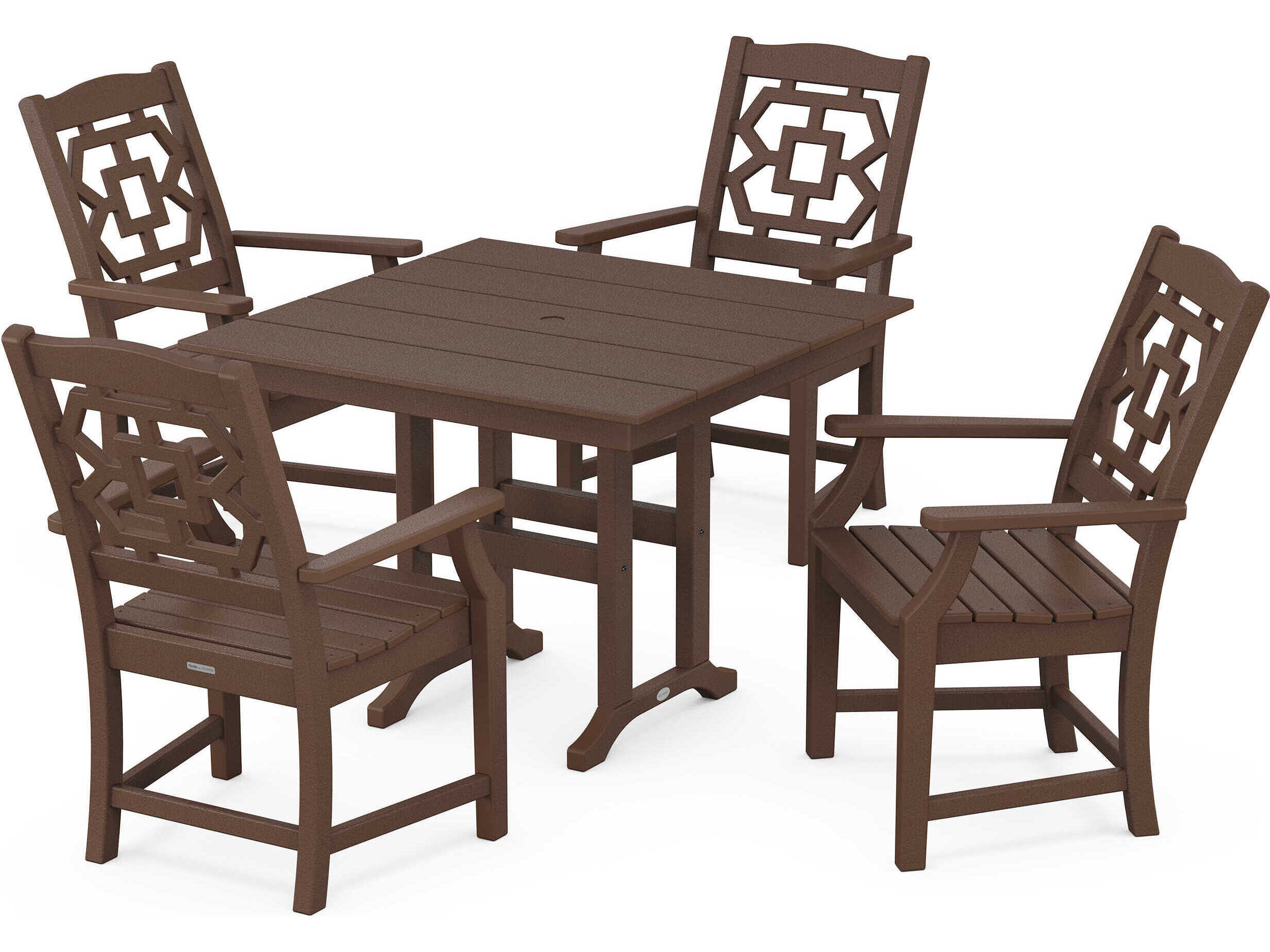 POLYWOOD® Martha Stewart Chinoiserie 5-Piece Farmhouse Outdoor Patio Dining Set