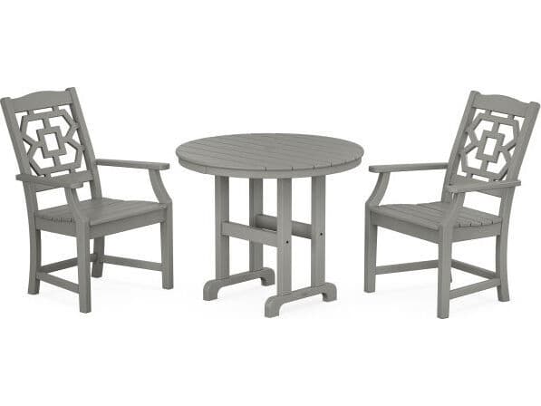 POLYWOOD® Martha Stewart Chinoiserie 3-Piece Farmhouse Outdoor Dining Set
