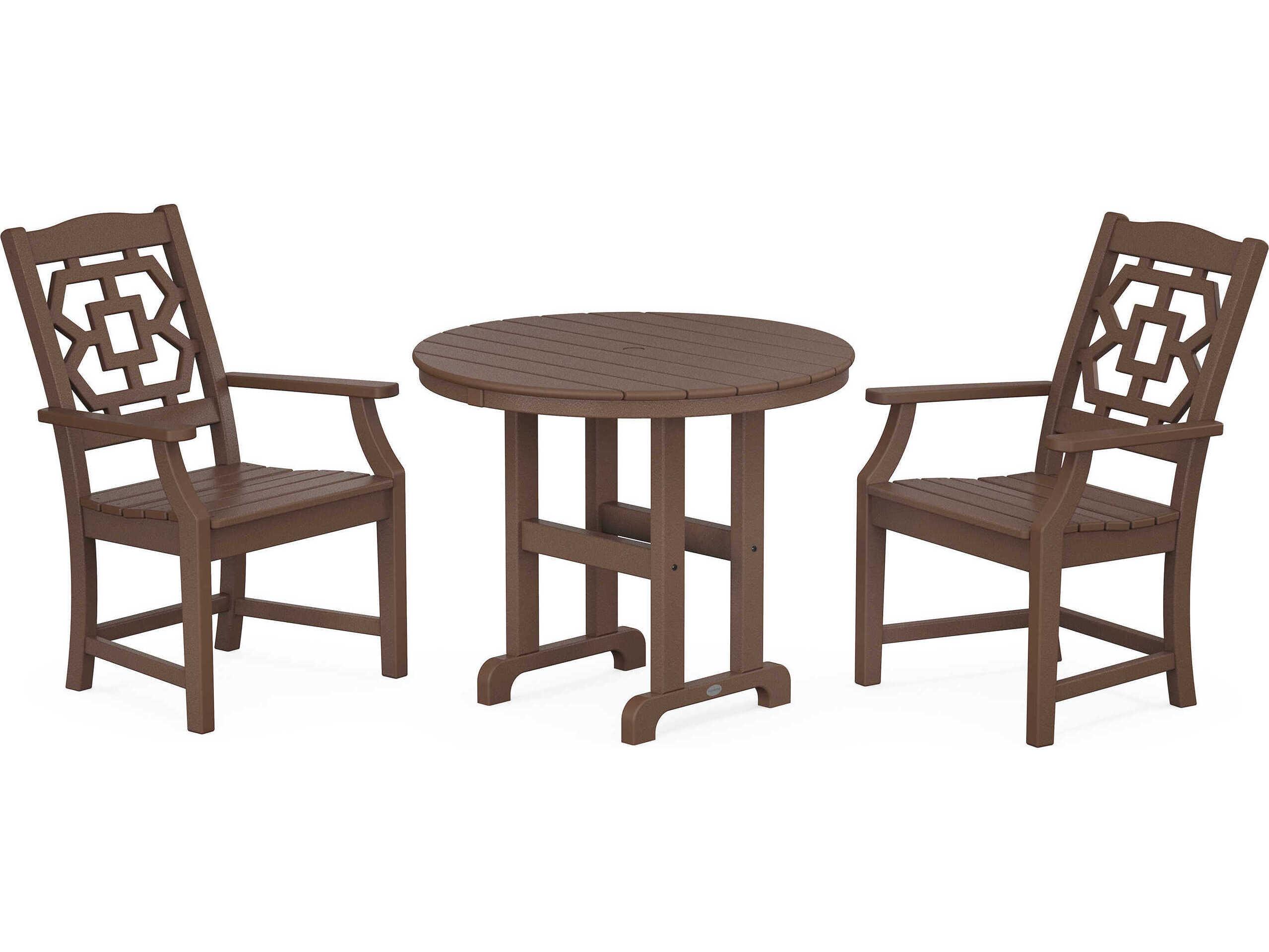 POLYWOOD® Martha Stewart Chinoiserie 3-Piece Farmhouse Outdoor Dining Set