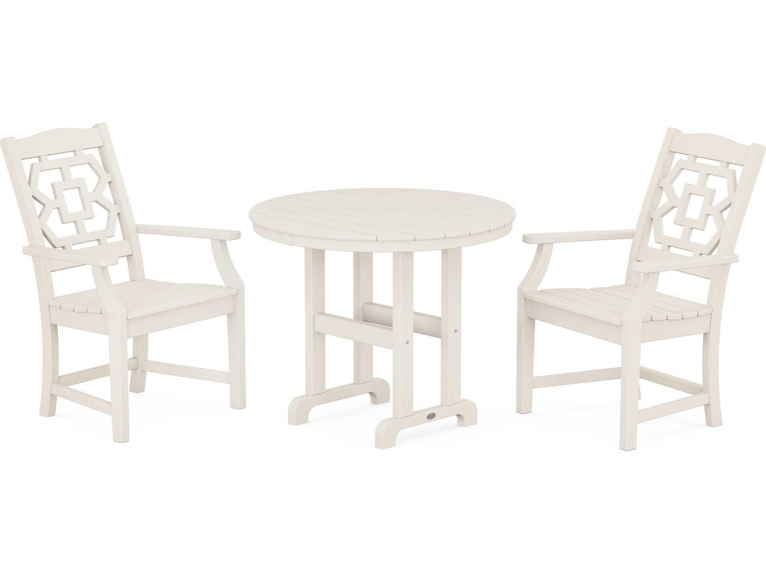 POLYWOOD® Martha Stewart Chinoiserie 3-Piece Farmhouse Outdoor Dining Set