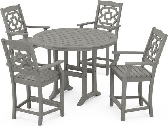 POLYWOOD® Martha Stewart Chinoiserie 5-Piece Round Counter Set