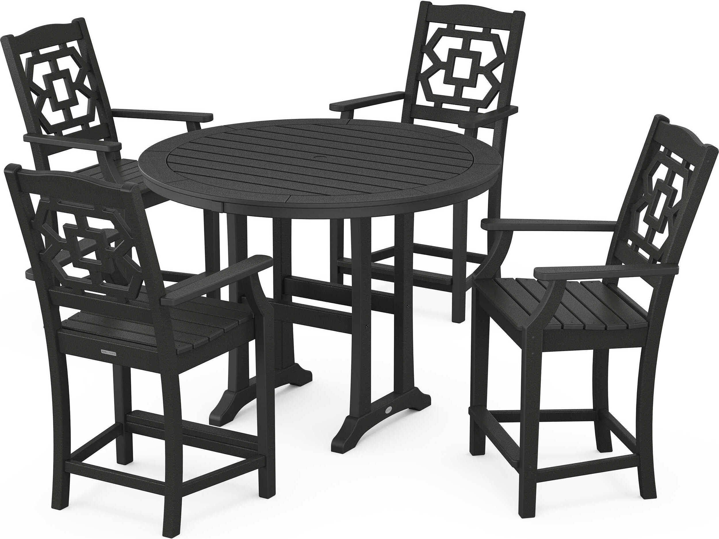 POLYWOOD® Martha Stewart Chinoiserie 5-Piece Round Counter Set