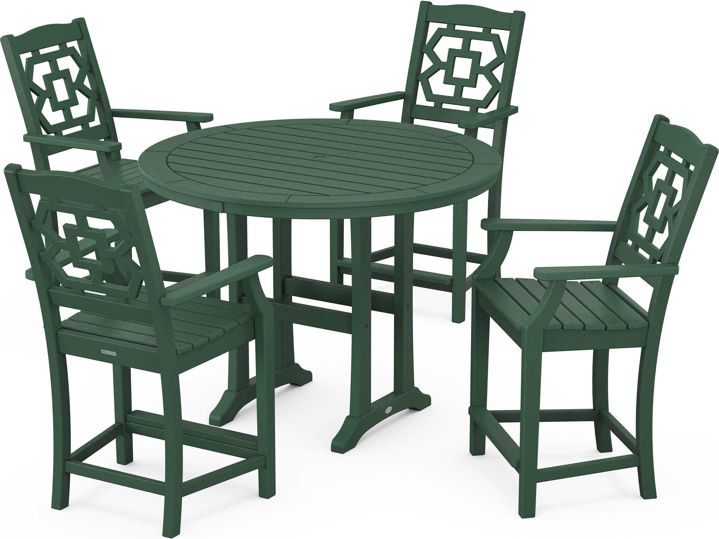 POLYWOOD® Martha Stewart Chinoiserie 5-Piece Round Counter Set