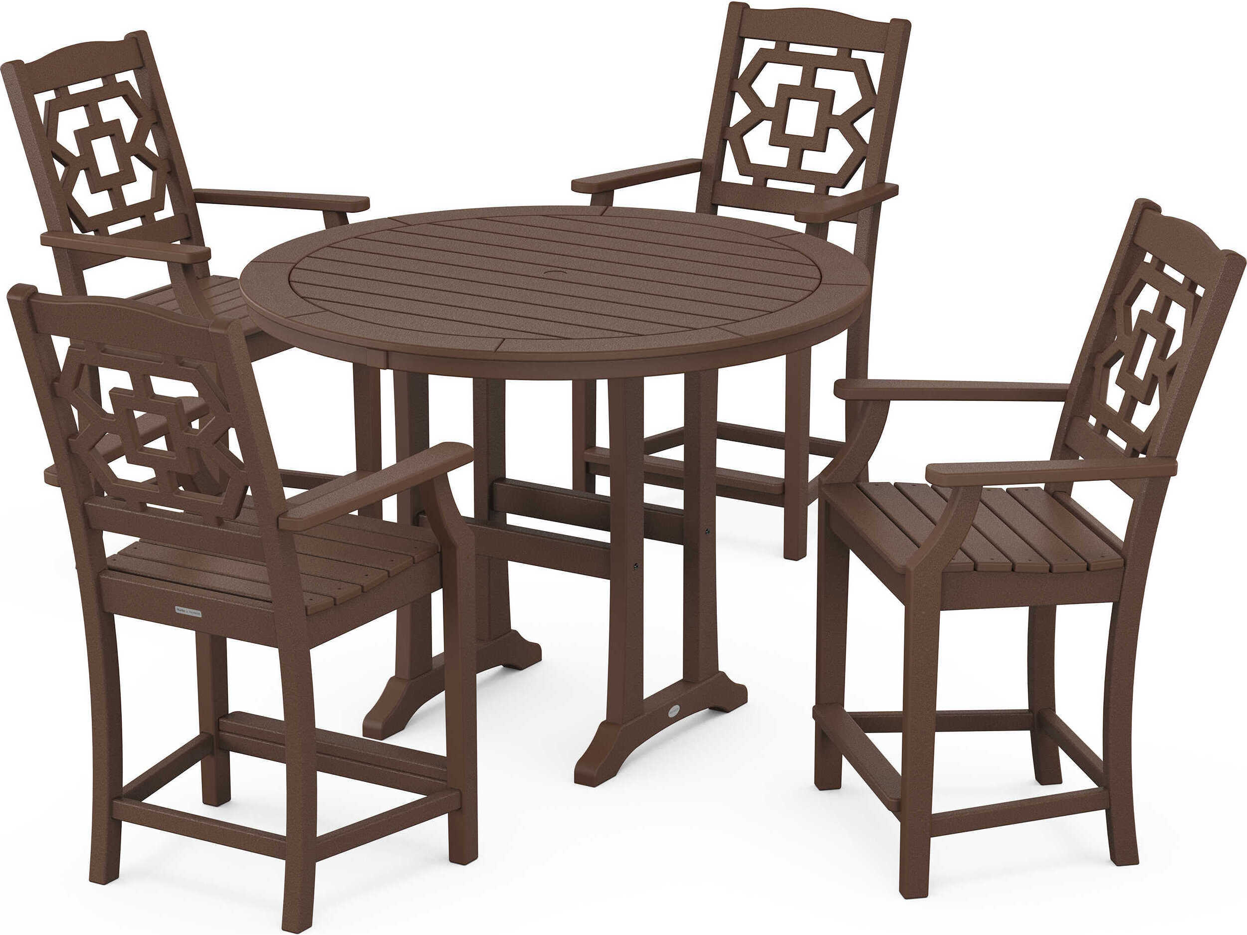 POLYWOOD® Martha Stewart Chinoiserie 5-Piece Round Counter Set