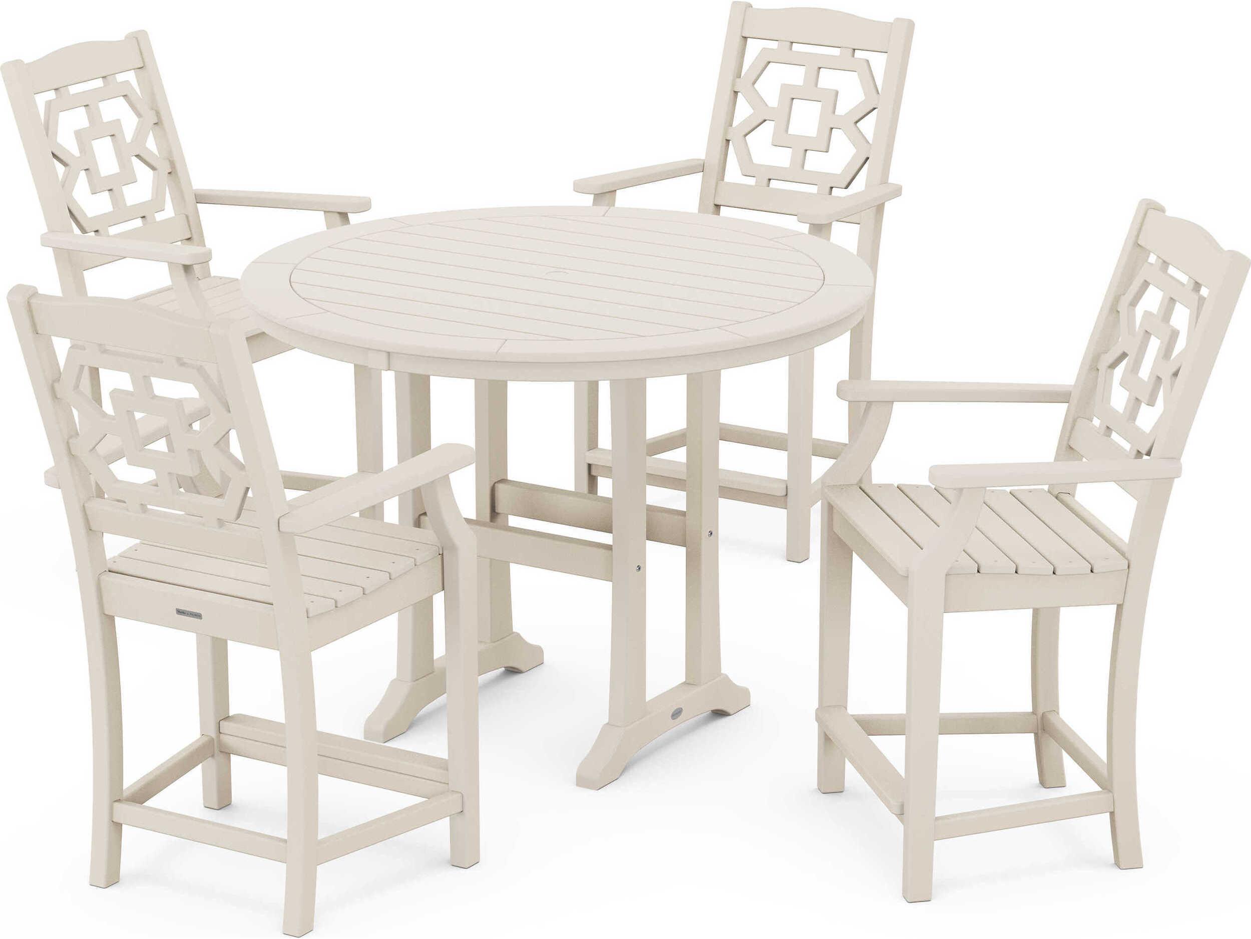 POLYWOOD® Martha Stewart Chinoiserie 5-Piece Round Counter Set