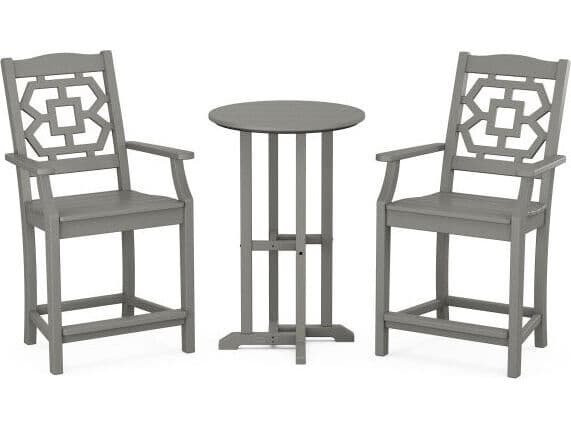POLYWOOD® Martha Stewart Chinoiserie 3-Piece Farmhouse Bistro Counter Set