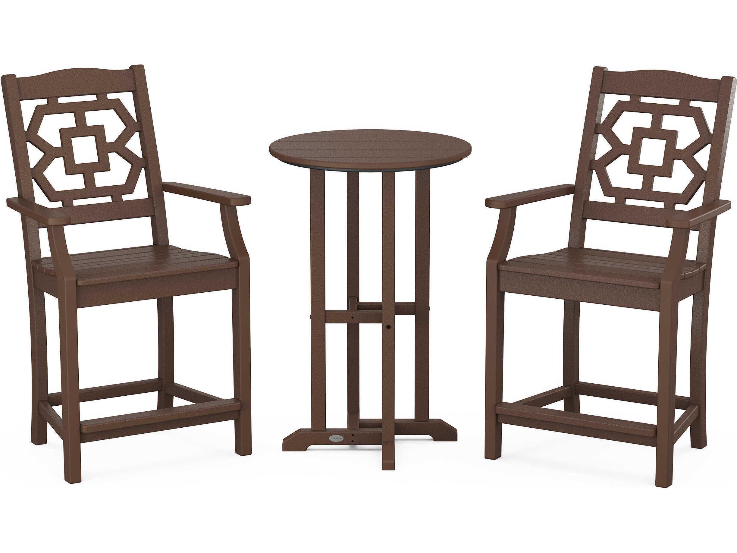 POLYWOOD® Martha Stewart Chinoiserie 3-Piece Farmhouse Bistro Counter Set