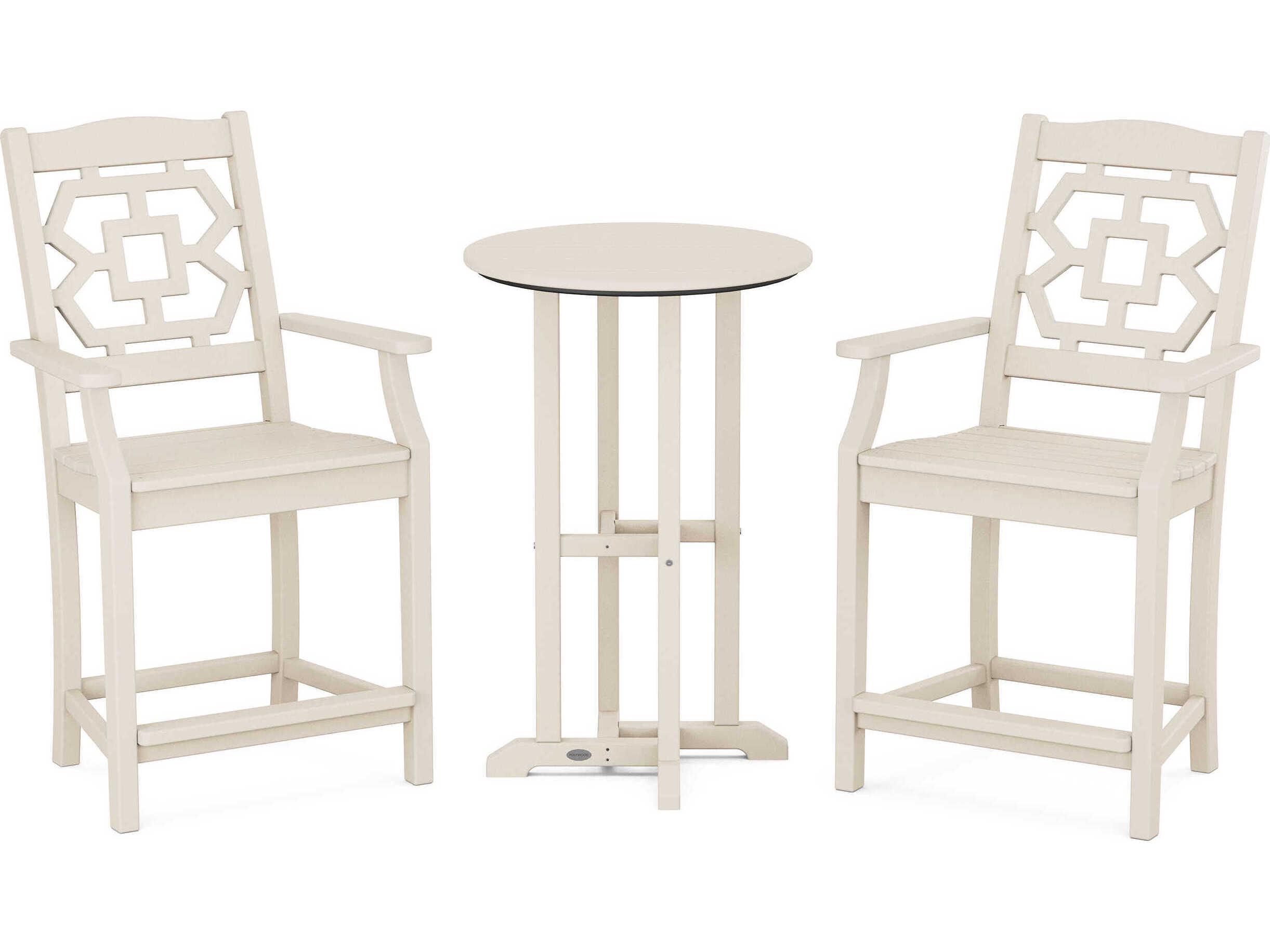 POLYWOOD® Martha Stewart Chinoiserie 3-Piece Farmhouse Bistro Counter Set