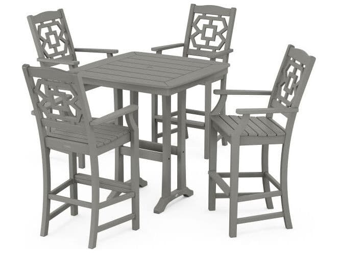 POLYWOOD® Martha Stewart Chinoiserie 5-Piece Bar Set with Trestle Legs