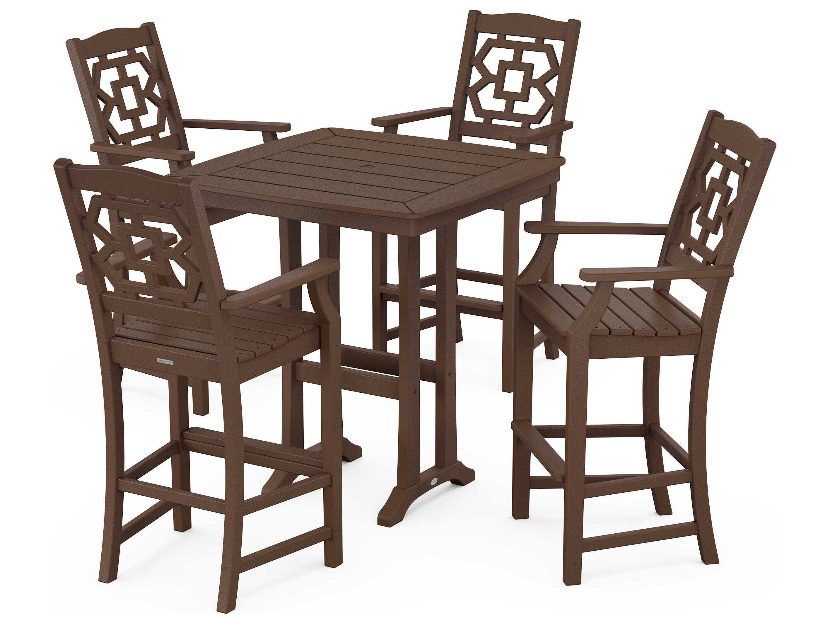 POLYWOOD® Martha Stewart Chinoiserie 5-Piece Bar Set with Trestle Legs