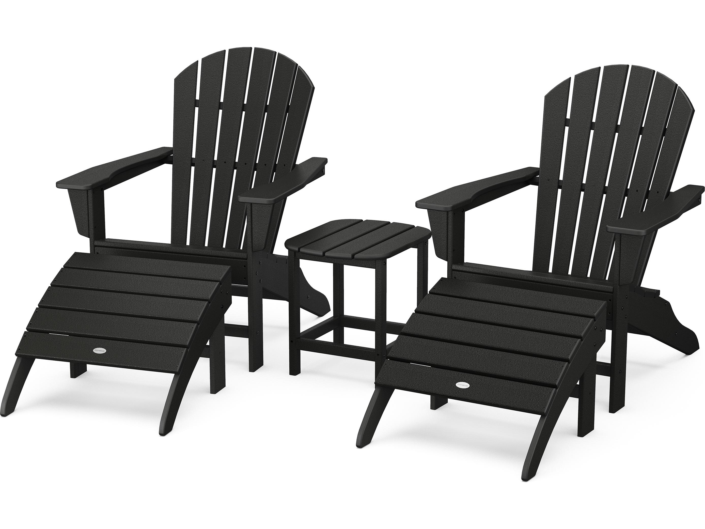 POLYWOOD® South Beach Recycled Plastic 5 Piece Adirondack Outdoor Lounge Set