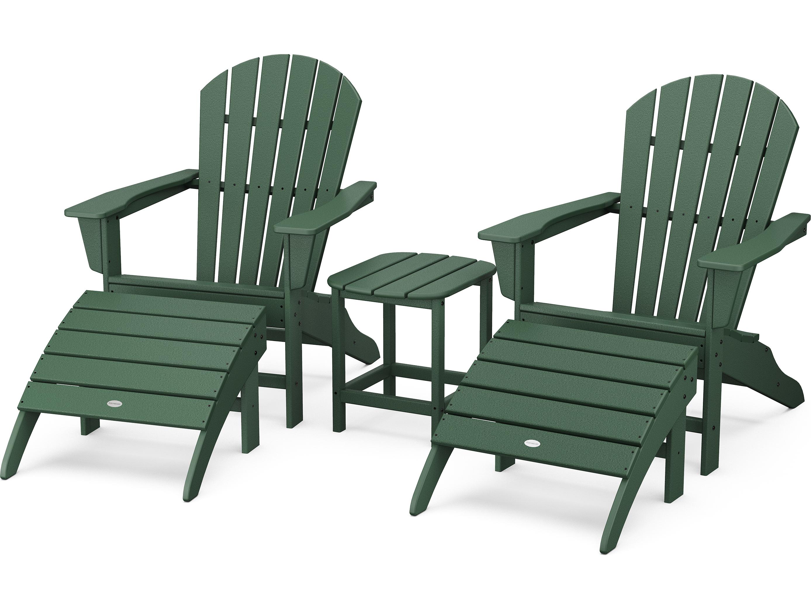 POLYWOOD® South Beach Recycled Plastic 5 Piece Adirondack Outdoor Lounge Set