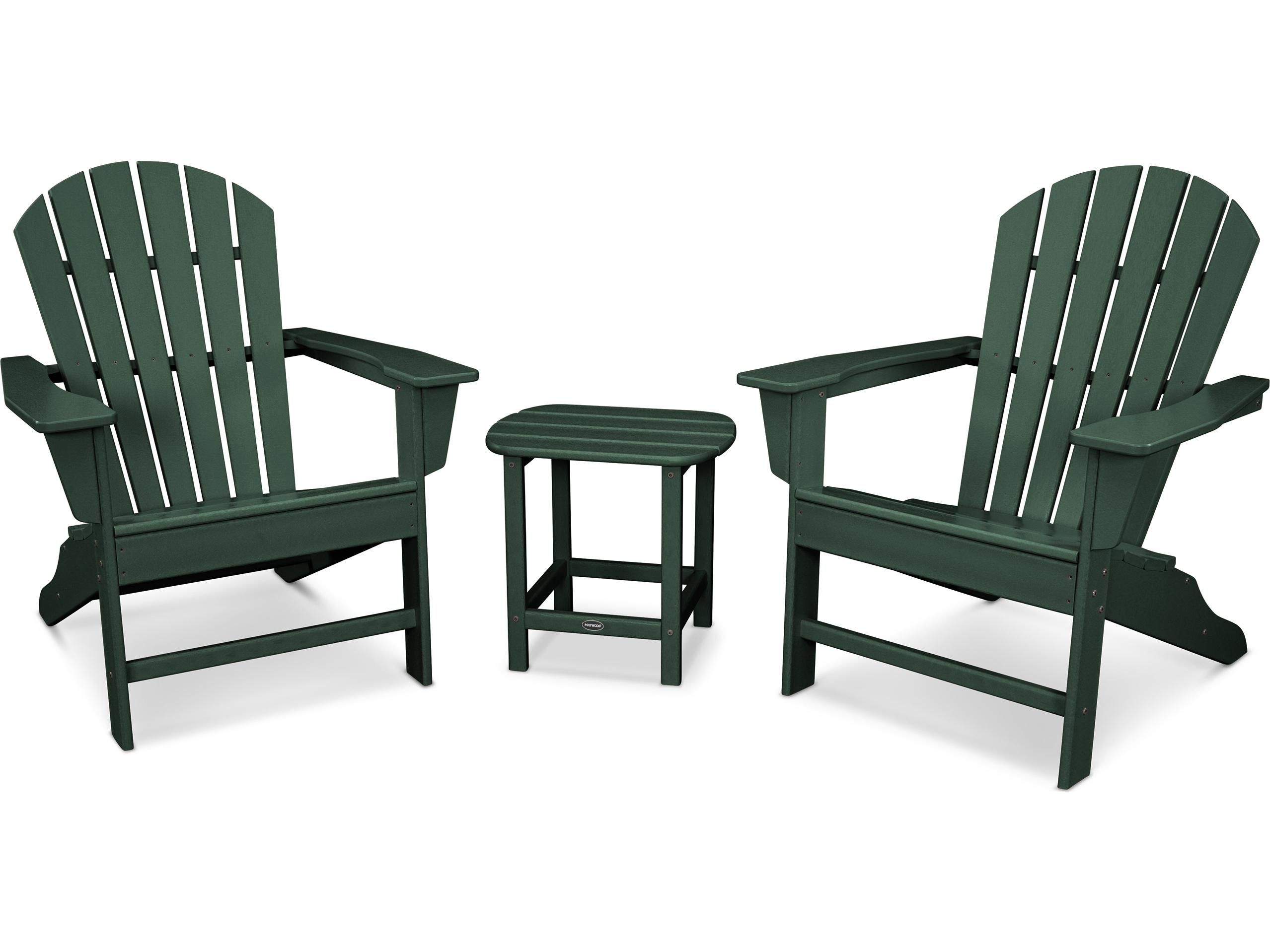 POLYWOOD® South Beach Recycled Plastic 3 Piece Adirondack Outdoor Patio Lounge Set