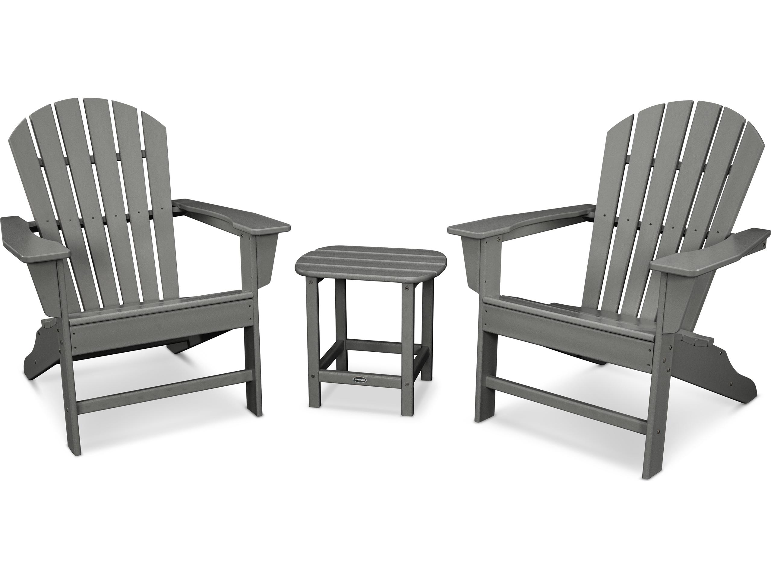 POLYWOOD® South Beach Recycled Plastic 3 Piece Adirondack Outdoor Patio Lounge Set