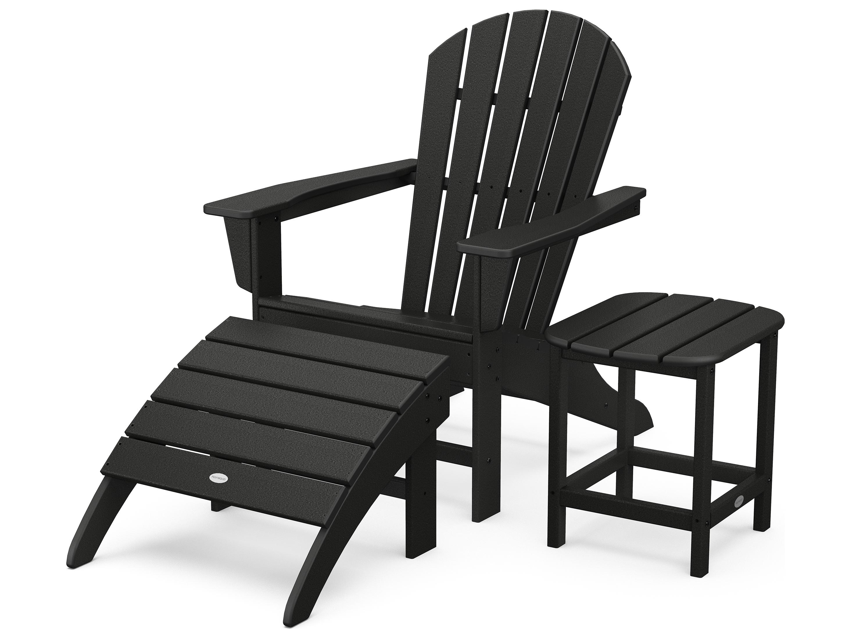 POLYWOOD® South Beach Recycled Plastic 3 Piece Adirondack Patio Lounge Set