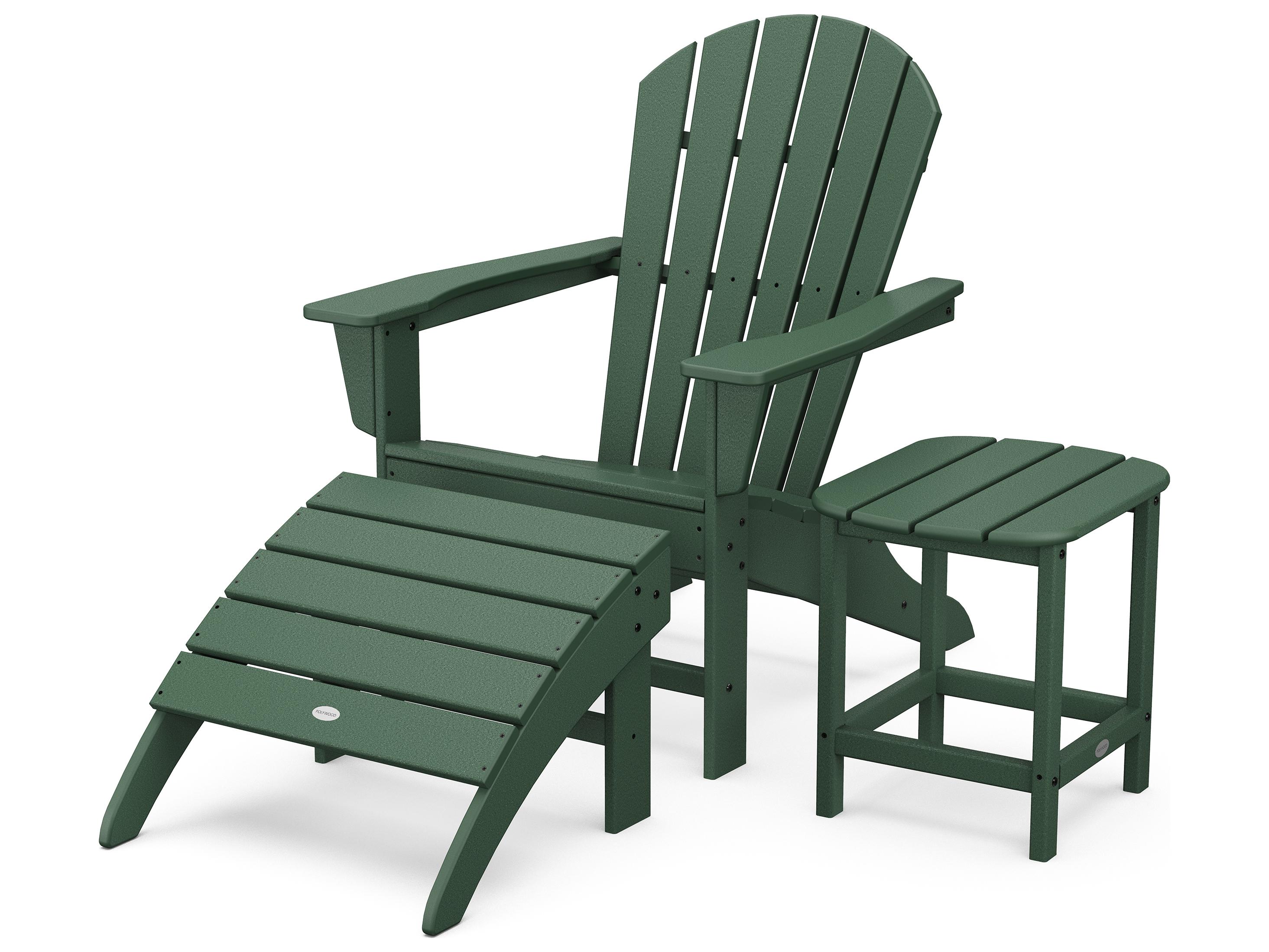 POLYWOOD® South Beach Recycled Plastic 3 Piece Adirondack Patio Lounge Set
