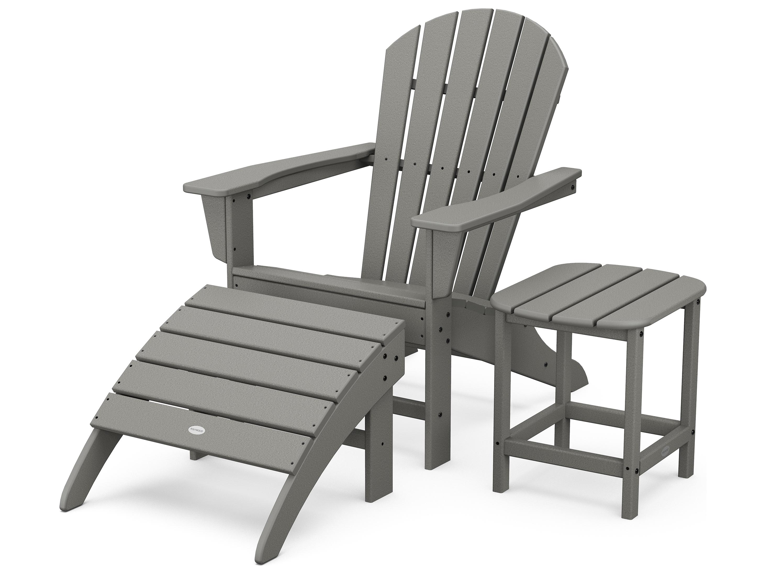 POLYWOOD® South Beach Recycled Plastic 3 Piece Adirondack Patio Lounge Set