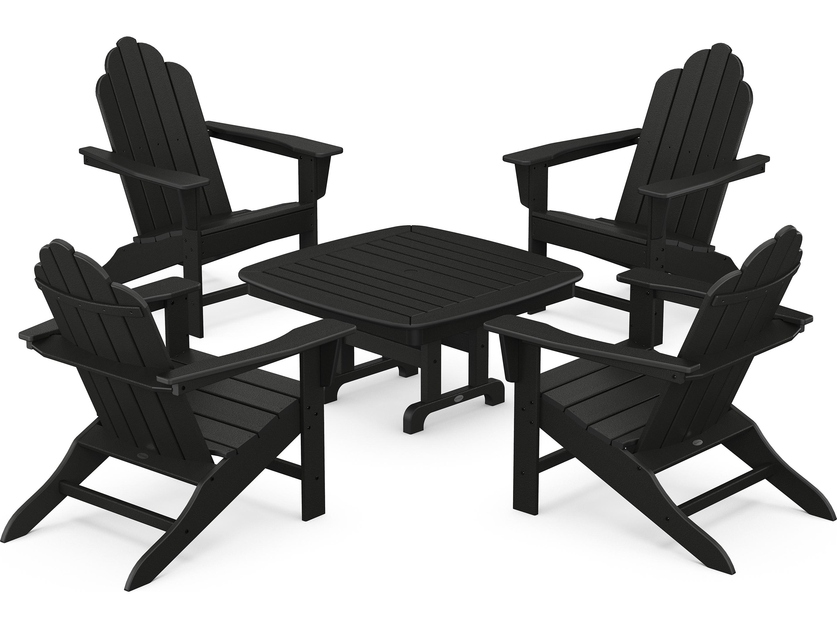 POLYWOOD® Long Island Recycled Plastic Adirondack 5-Piece Outdoor Patio Lounge Set