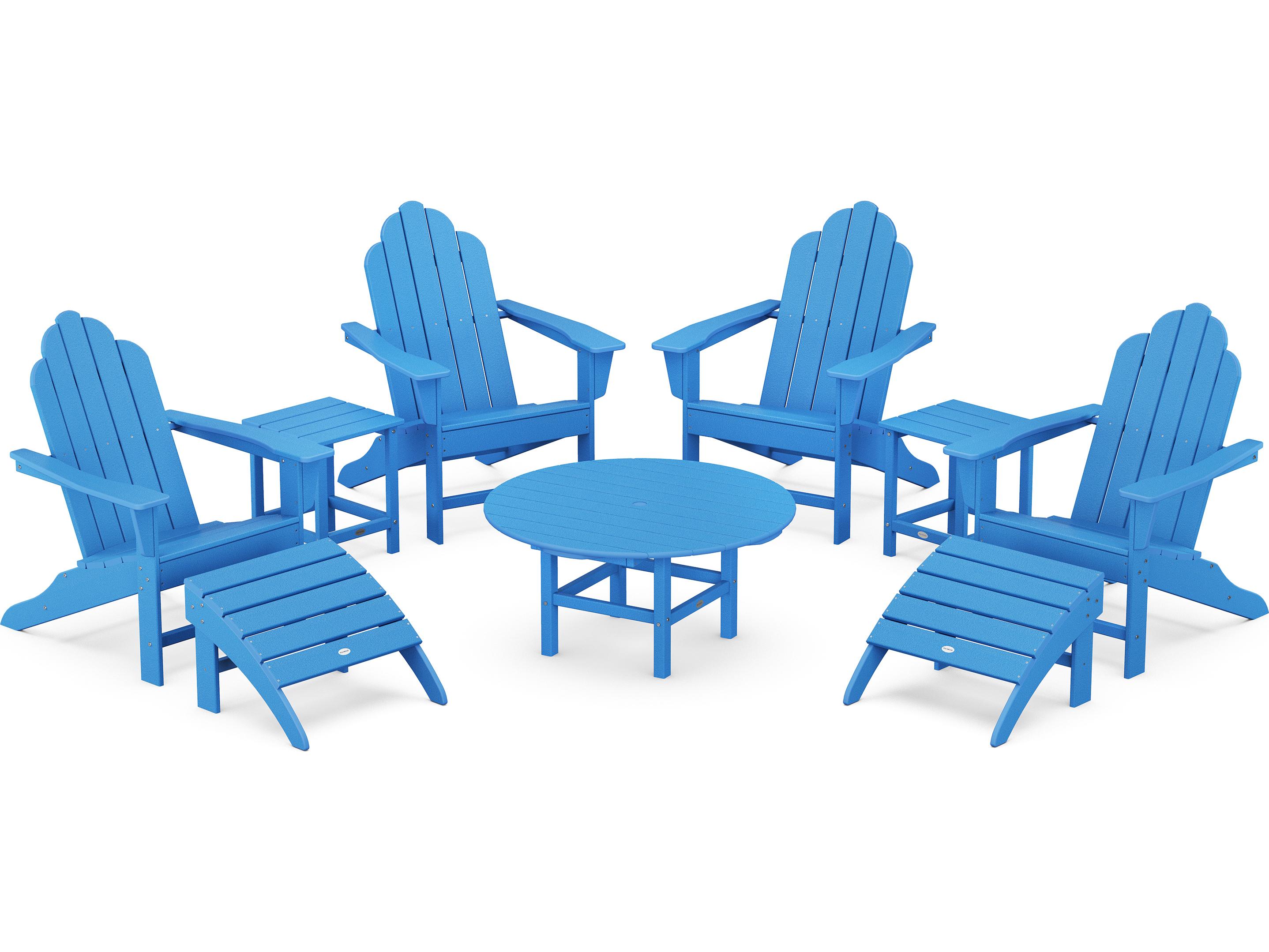 POLYWOOD® Long Island Recycled Plastic Adirondack 9-Piece Conversation Group