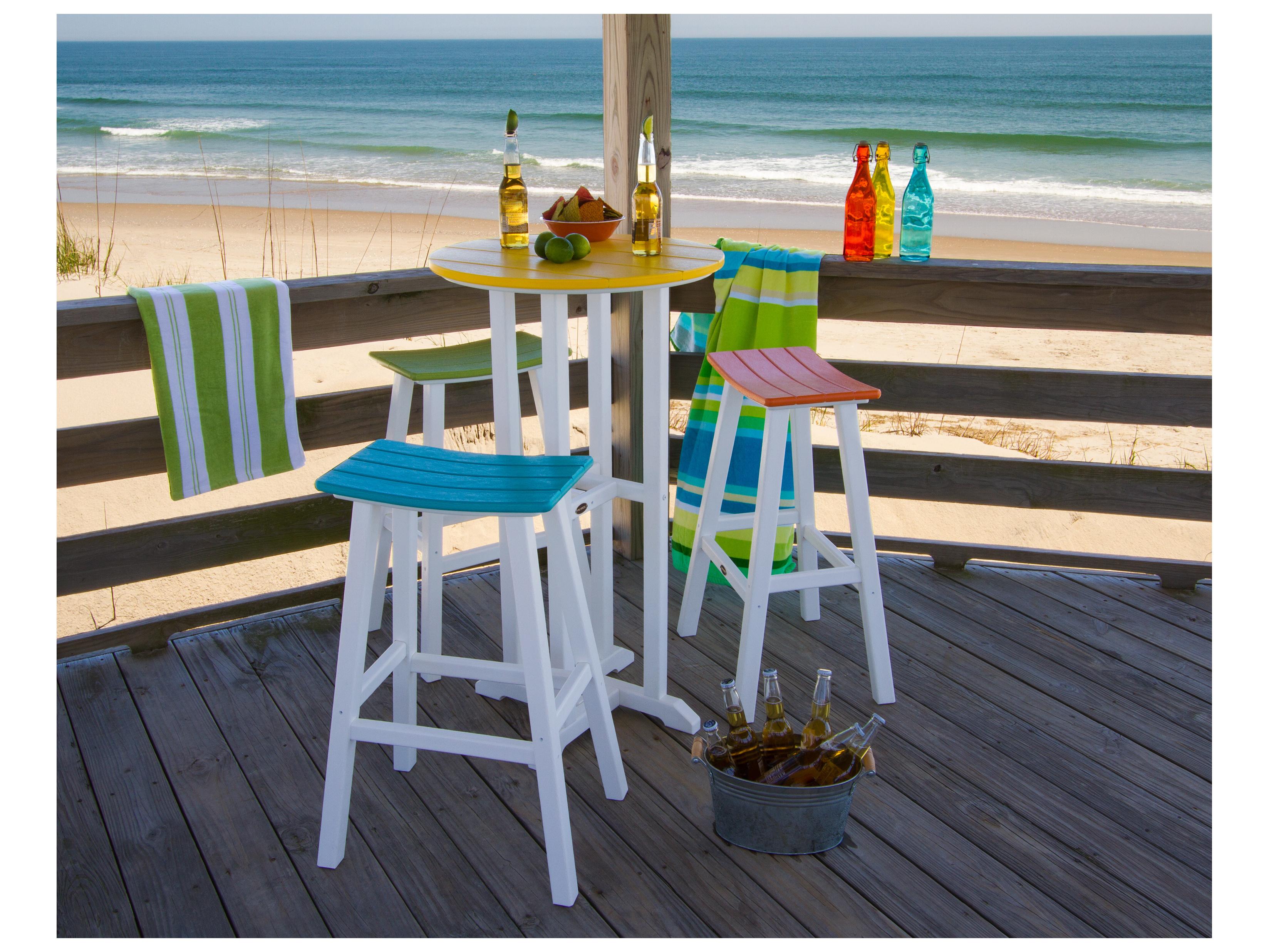 POLYWOOD Contempo 4-Piece Round Saddle Bar Stool Set