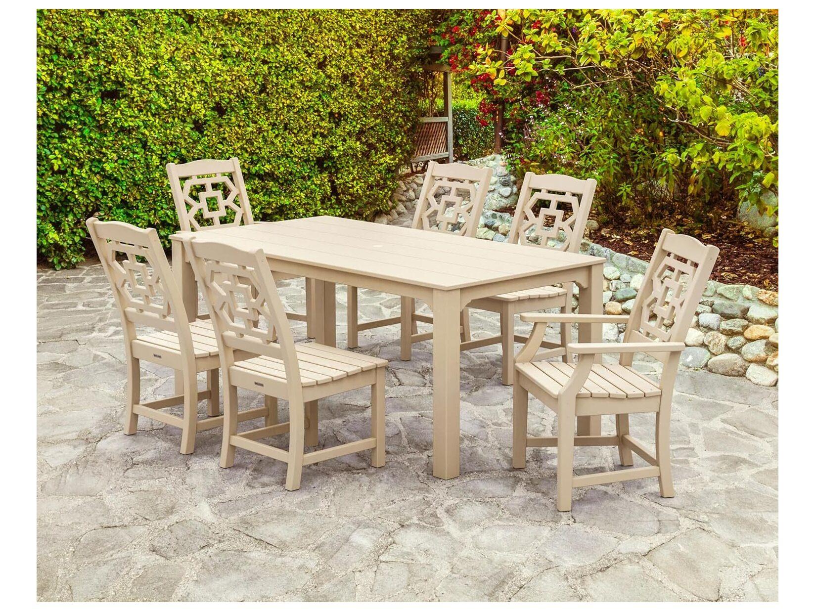 POLYWOOD® Martha Stewart Exclusive Chinoiserie 7-Piece Parsons Outdoor Dining Set