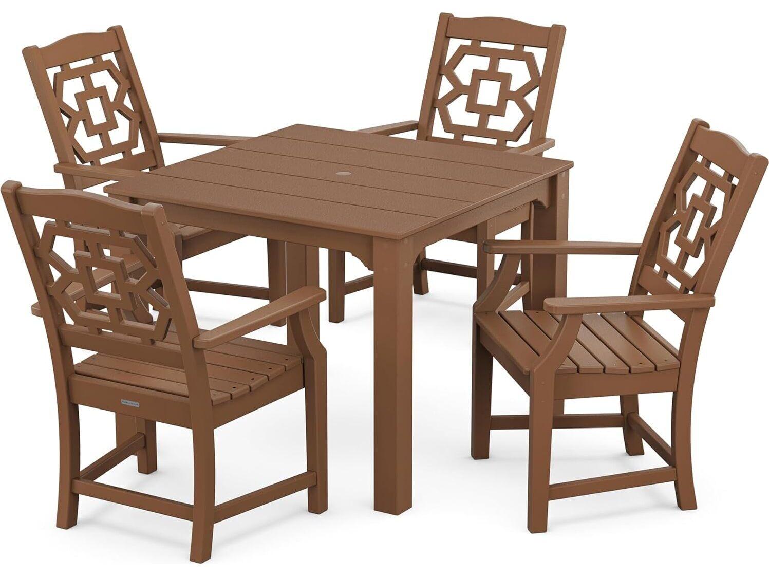 POLYWOOD® Martha Stewart Exclusive Chinoiserie 5-Piece Parsons Outdoor Patio Dining Set