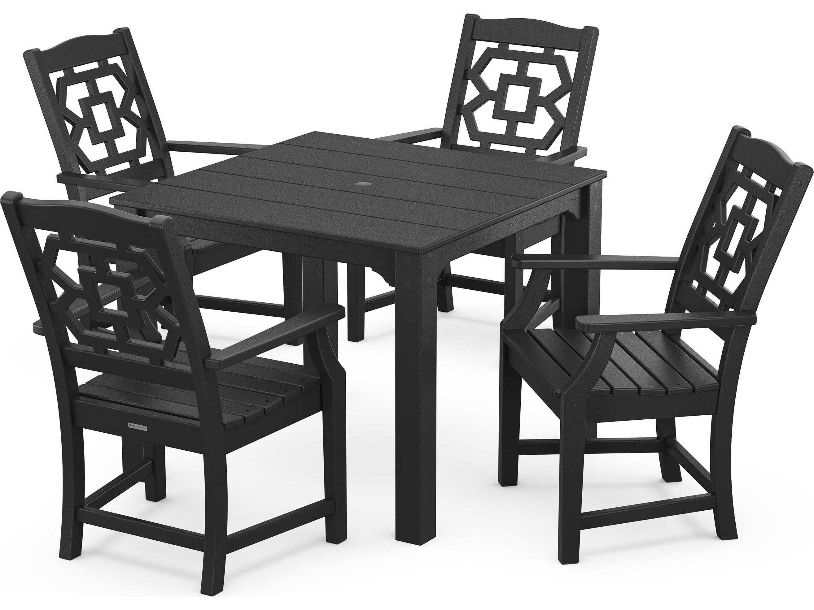 POLYWOOD® Martha Stewart Exclusive Chinoiserie 5-Piece Parsons Outdoor Patio Dining Set