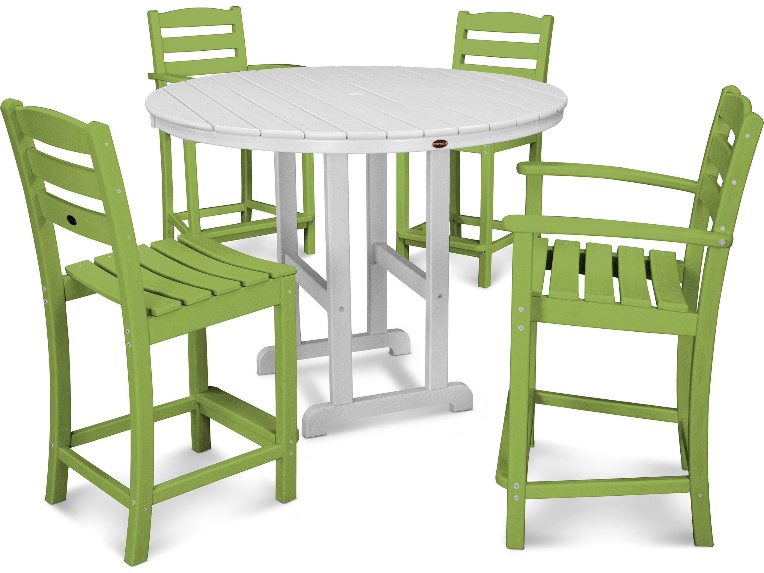 POLYWOOD® La Casa Cafe Recycled Plastic 5 Piece Outdoor Dining Set
